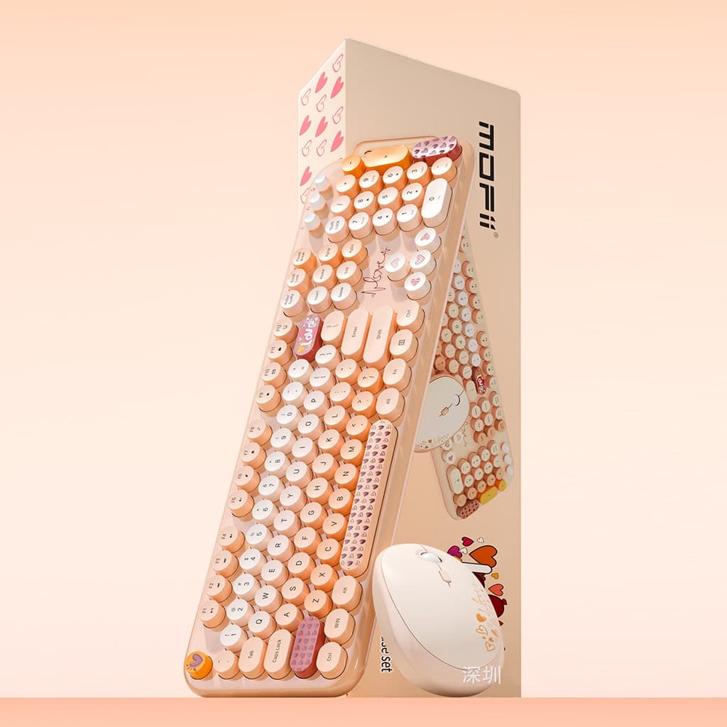 Bộ bàn phím chuột không dây cute Lovely - chuột máy tính không dây bàn phím MOFII hồng dễ thương Wireless - 3