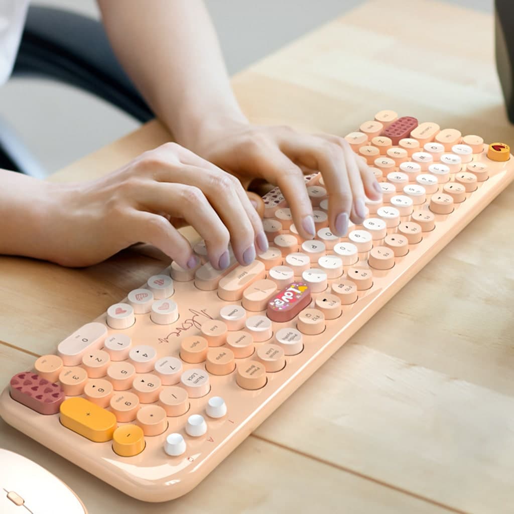 Bộ bàn phím chuột không dây cute Lovely - chuột máy tính không dây bàn phím MOFII hồng dễ thương Wireless - 4