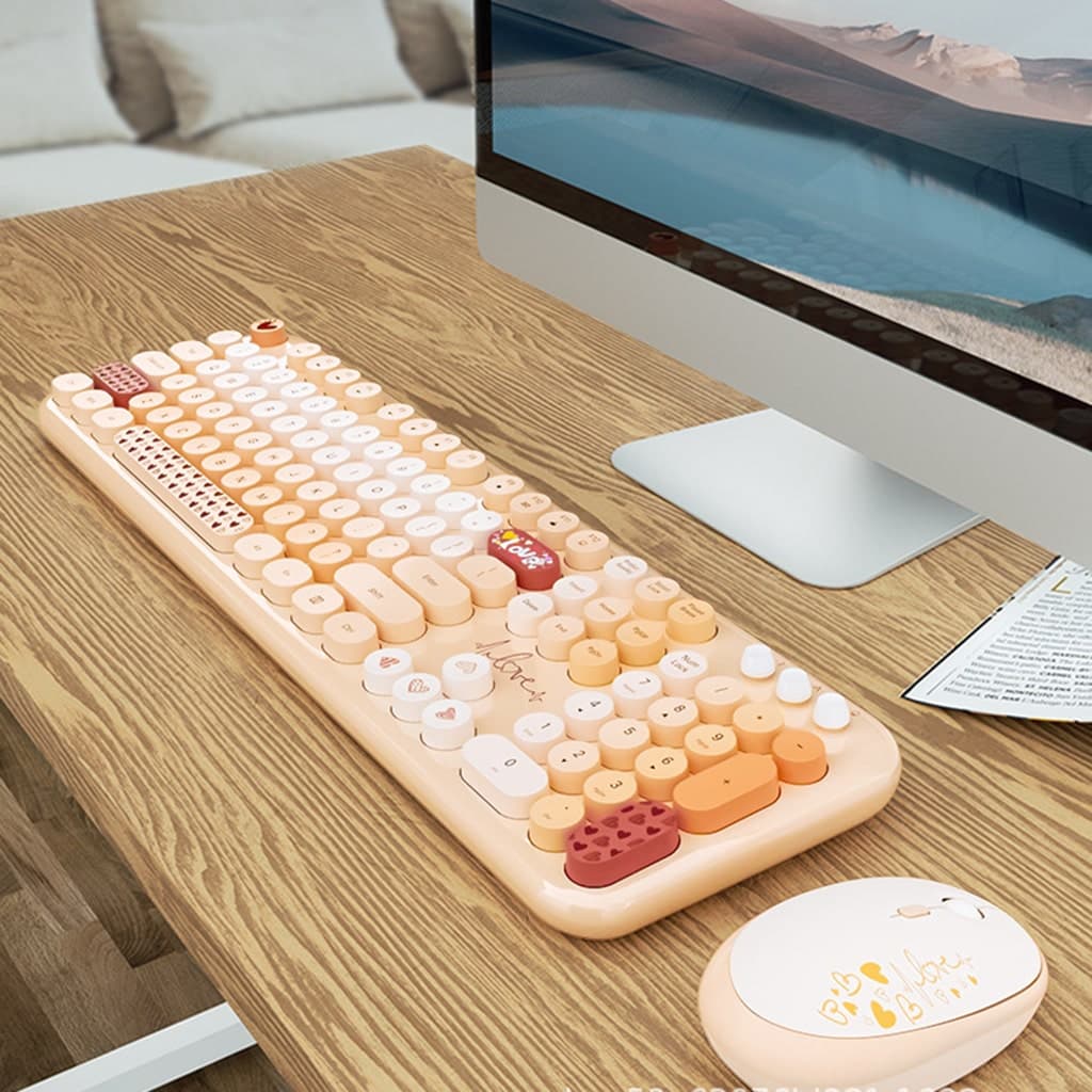 Bộ bàn phím chuột không dây cute Lovely - chuột máy tính không dây bàn phím MOFII hồng dễ thương Wireless - 6