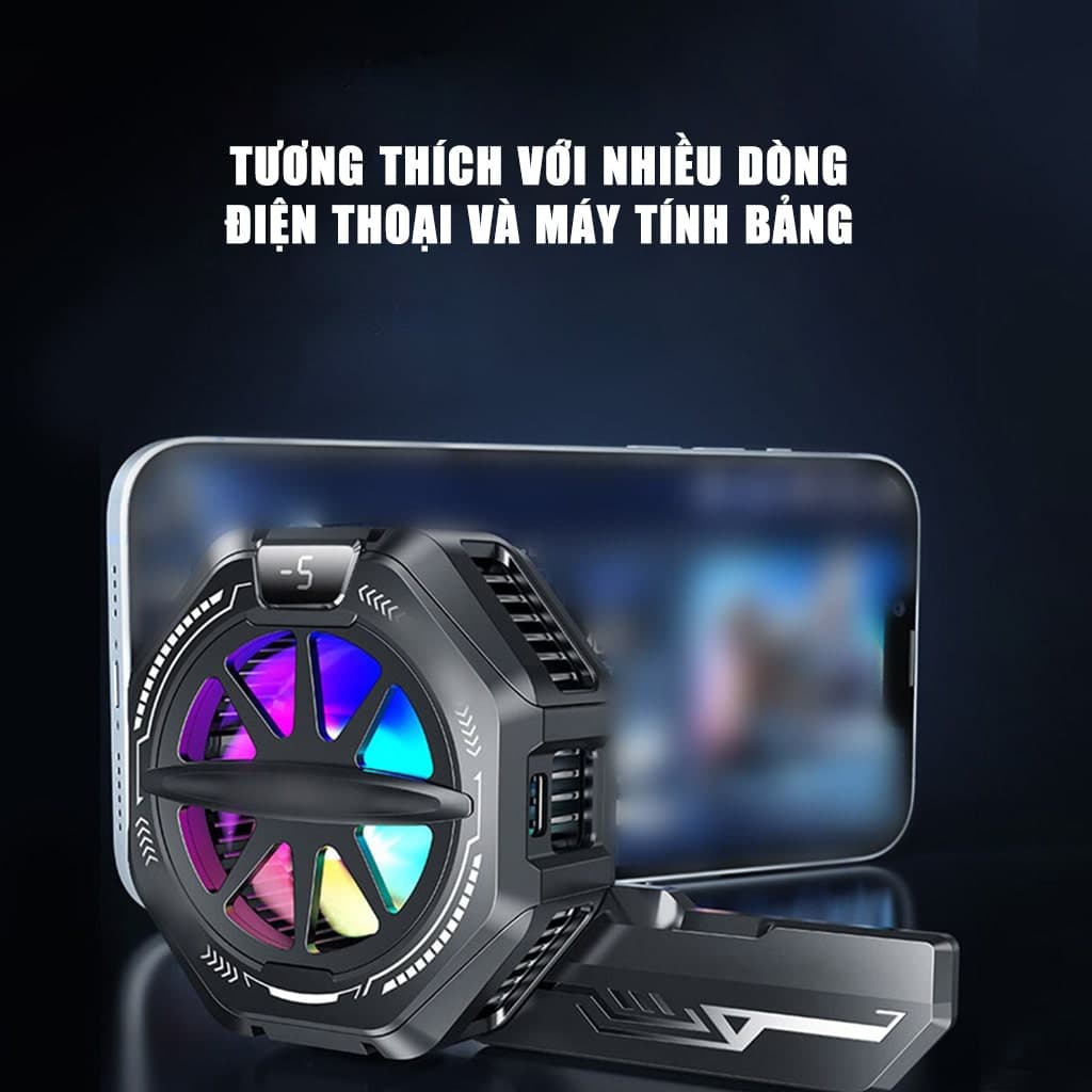 Quạt tản nhiệt điện thoại sò lạnh từ tính K13 Max chỉnh nhiệt AI Led RGB hiển thị nhiệt độ công suất 15W có ngàm kẹp rời - 10