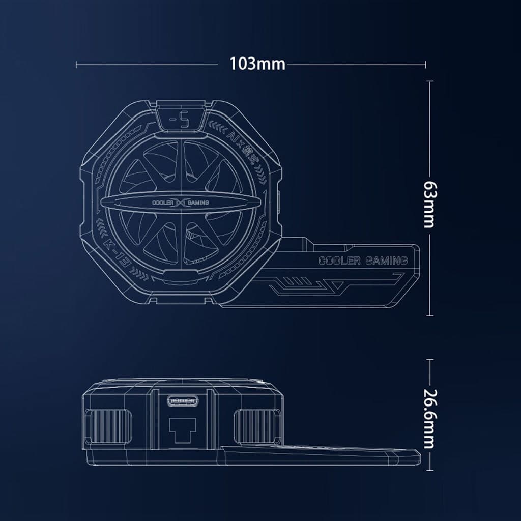 Quạt tản nhiệt điện thoại sò lạnh từ tính K13 Max chỉnh nhiệt AI Led RGB hiển thị nhiệt độ công suất 15W có ngàm kẹp rời - 11