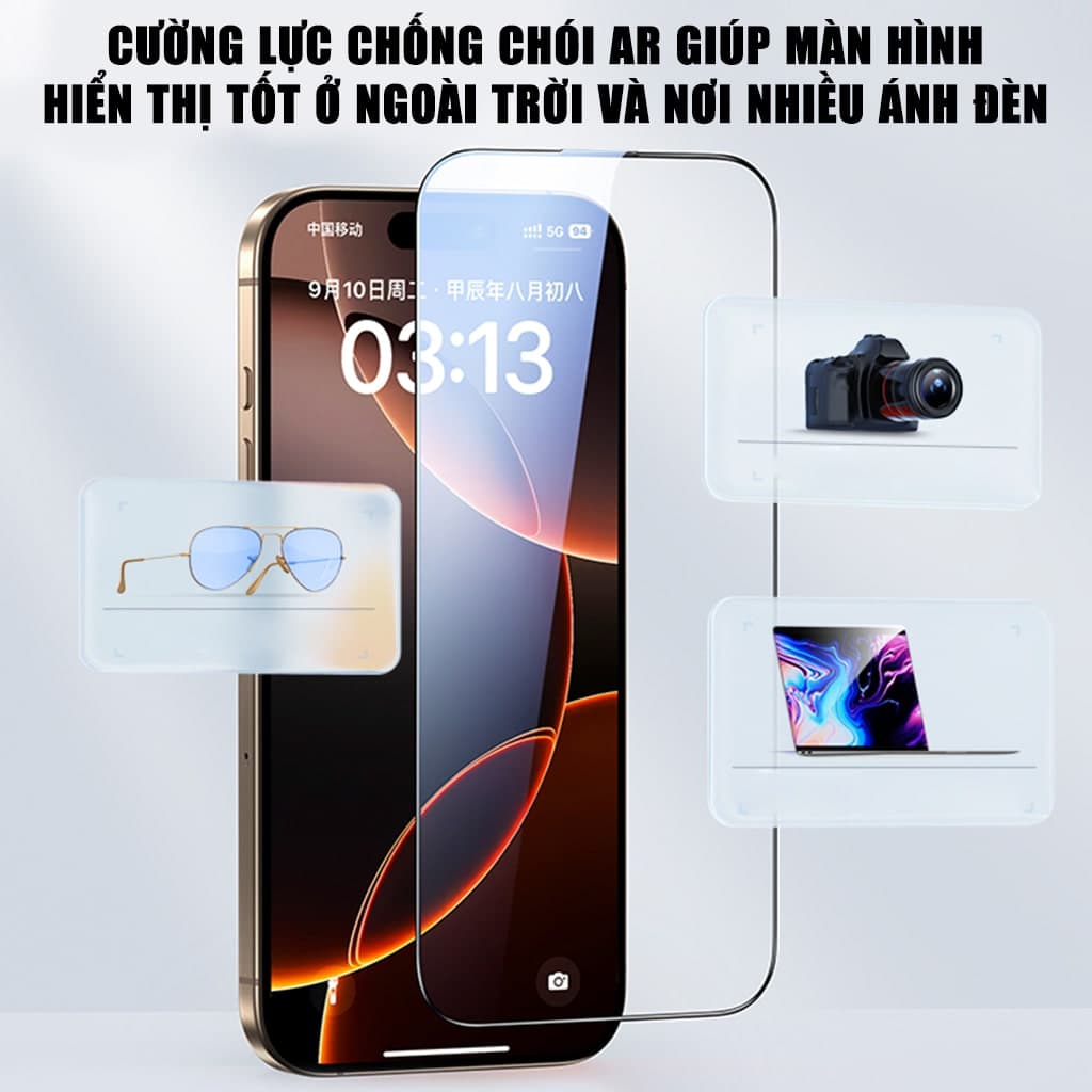 Kính cường lực Iphone 17 Air chống chói AR Anti-Reflection full màn hình nhận vân tay Smart Devil - 3