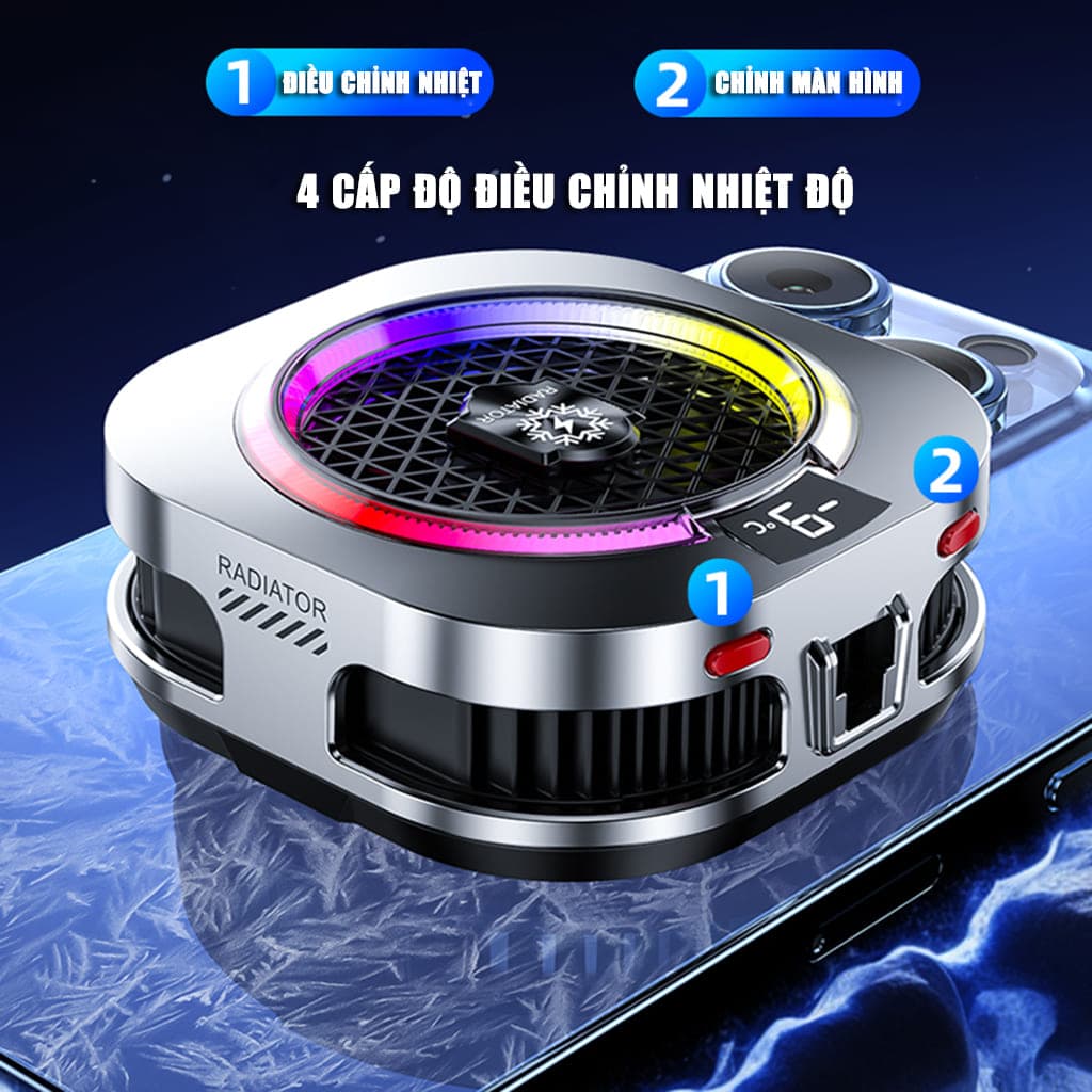 Quạt tản nhiệt điện thoại sò lạnh cao cấp TH16 Pro AI 24W kiểm soát nhiệt thông minh AI Led RGB làm lạnh không tụt FPS khi chơi game PUBG - 5