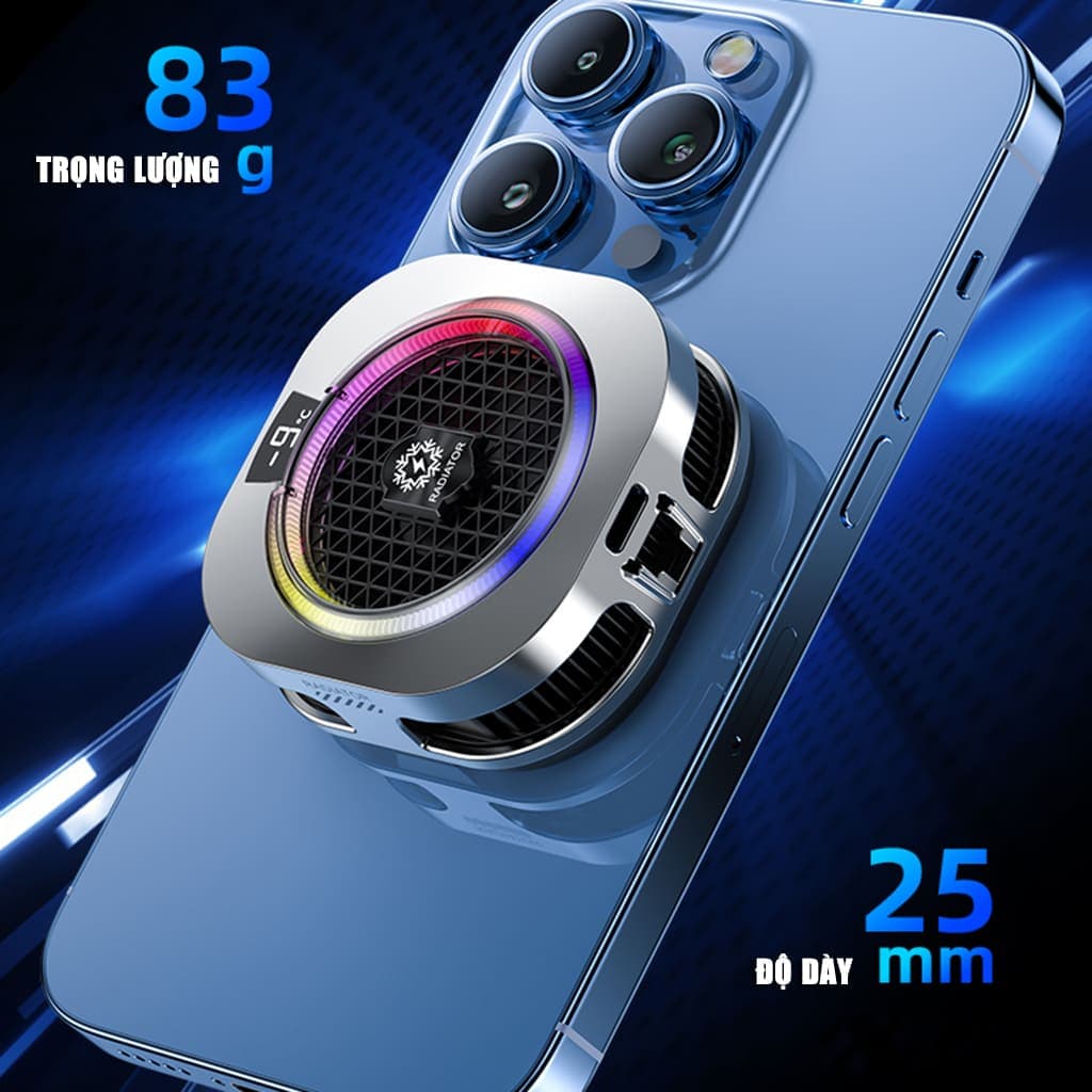 Quạt tản nhiệt điện thoại sò lạnh cao cấp TH16 Pro AI 24W kiểm soát nhiệt thông minh AI Led RGB làm lạnh không tụt FPS khi chơi game PUBG - 6