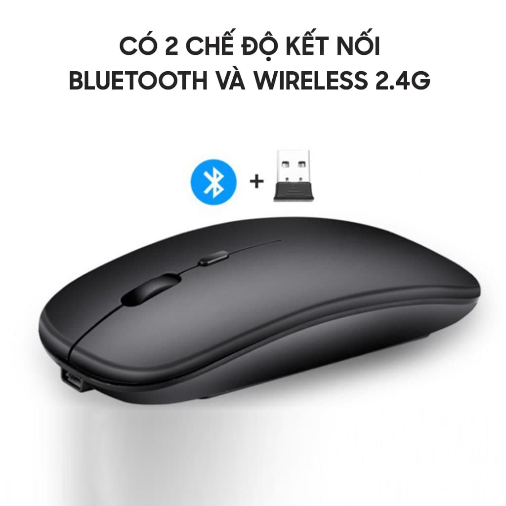 Chuột không dây Bluetooth Wireless 2.4G im lặng siêu mỏng pin sạc có đèn LED dùng làm việc chơi game văn phòng - 5