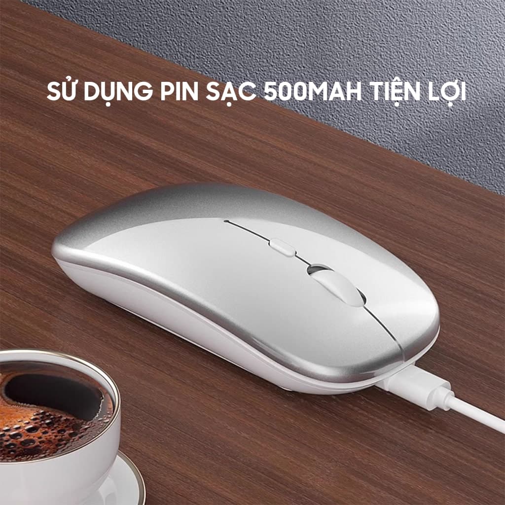 Chuột không dây Bluetooth Wireless 2.4G im lặng siêu mỏng pin sạc có đèn LED dùng làm việc chơi game văn phòng - 7