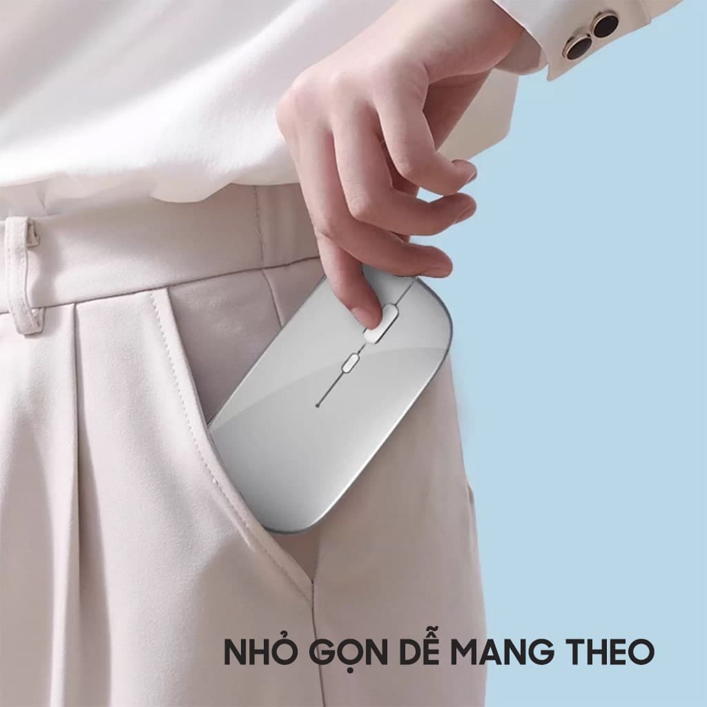 Chuột không dây Bluetooth Wireless 2.4G im lặng siêu mỏng pin sạc có đèn LED dùng làm việc chơi game văn phòng - 8