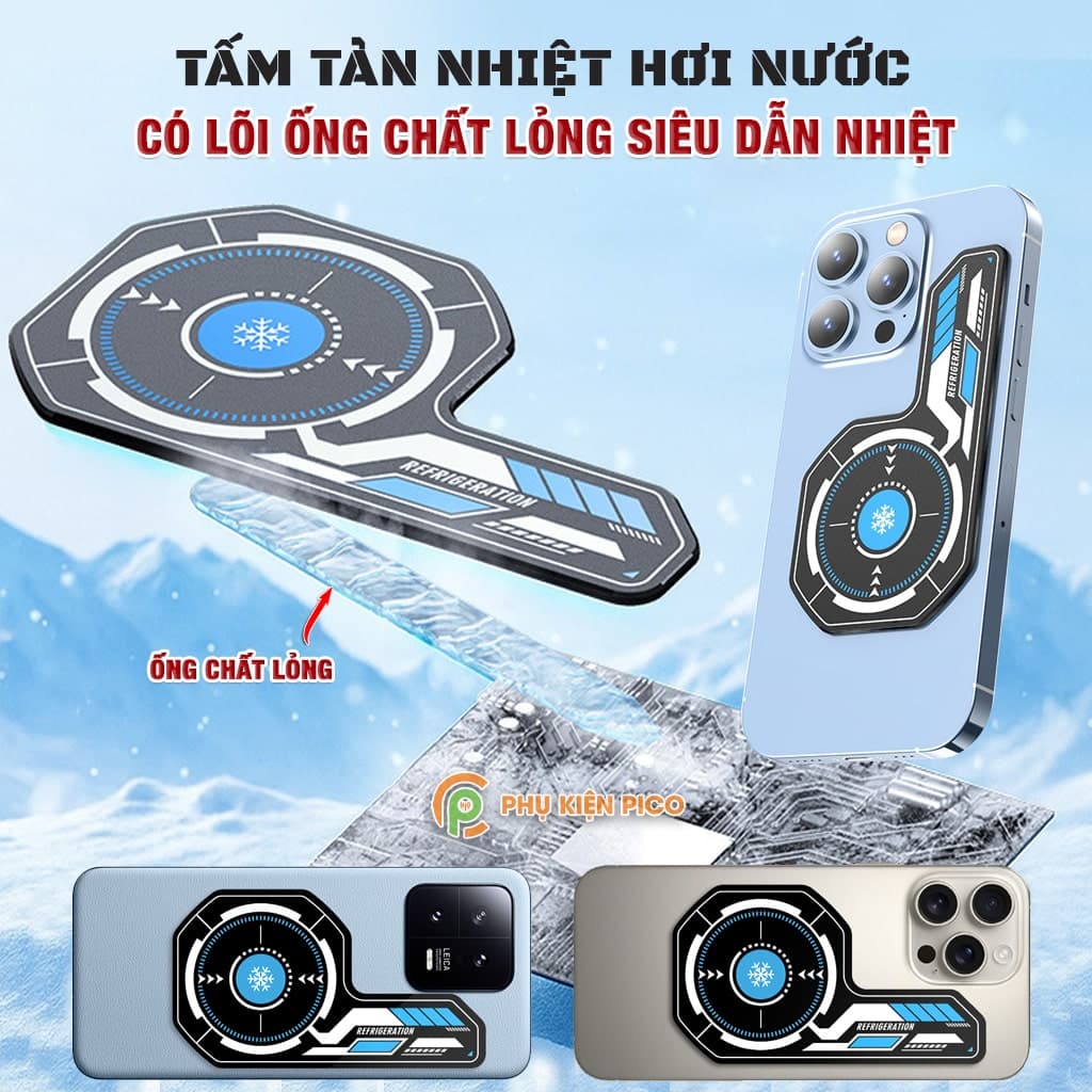 Tấm dán tản nhiệt từ tính có lõi ống chất lỏng dẫn nhiệt hiệu suất cao V7 Pro dùng cho quạt tản nhiệt sò lạnh điện thoại