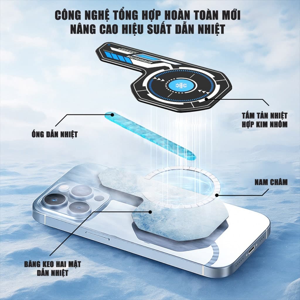 Tấm dán tản nhiệt từ tính có lõi ống chất lỏng dẫn nhiệt hiệu suất cao V7 Pro dùng cho quạt tản nhiệt sò lạnh điện thoại - 3