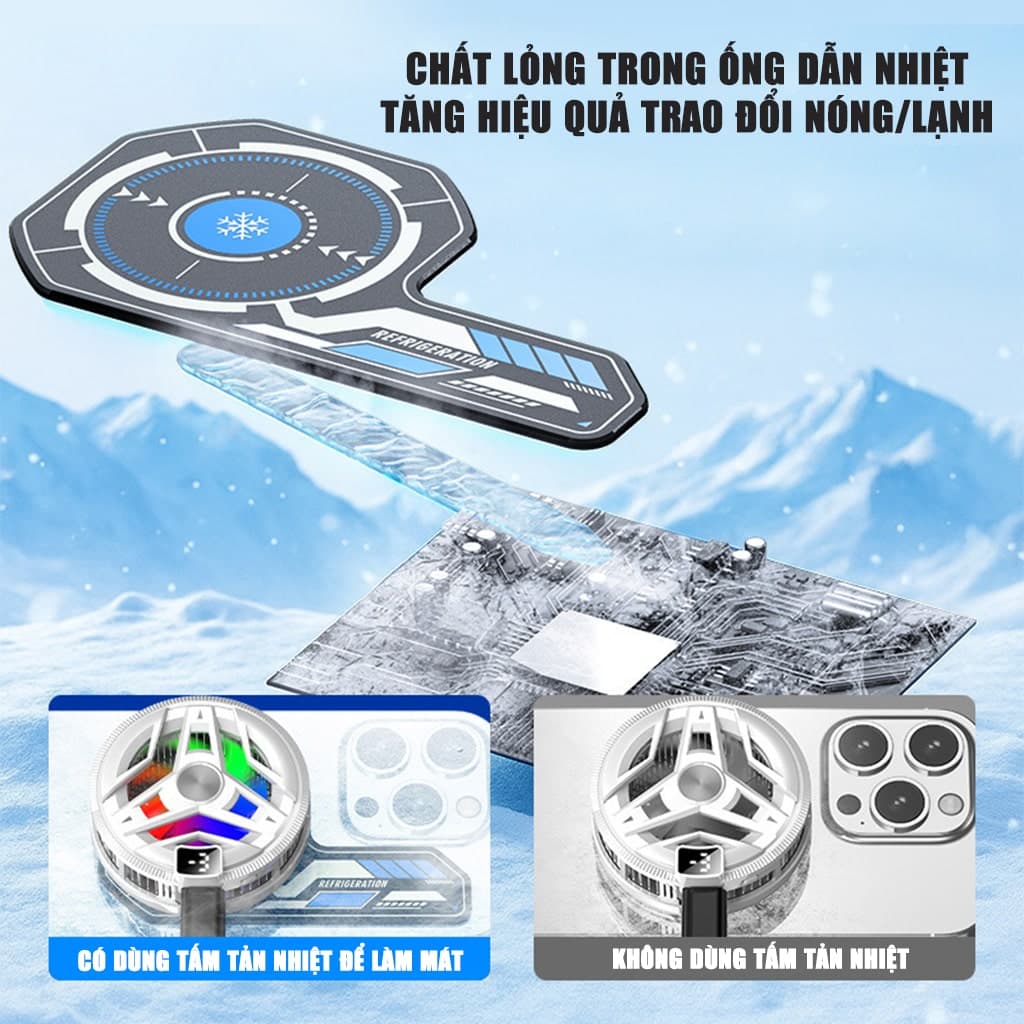Tấm dán tản nhiệt từ tính có lõi ống chất lỏng dẫn nhiệt hiệu suất cao V7 Pro dùng cho quạt tản nhiệt sò lạnh điện thoại - 4
