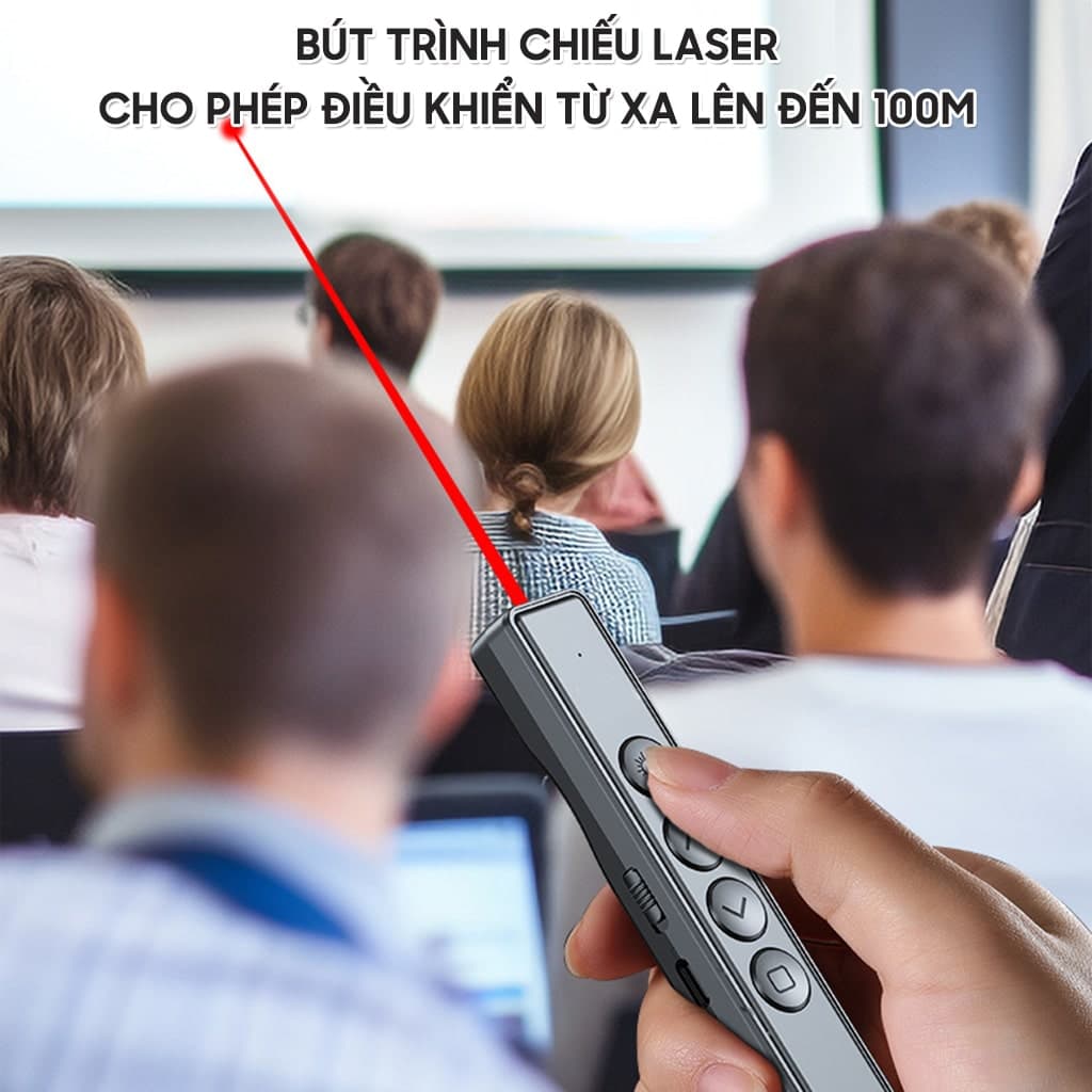 Bút trình chiếu S16 SE bút thuyết trình Powerpoint Laser điều khiển từ xa 100M kết nối USB pin sạc - 3