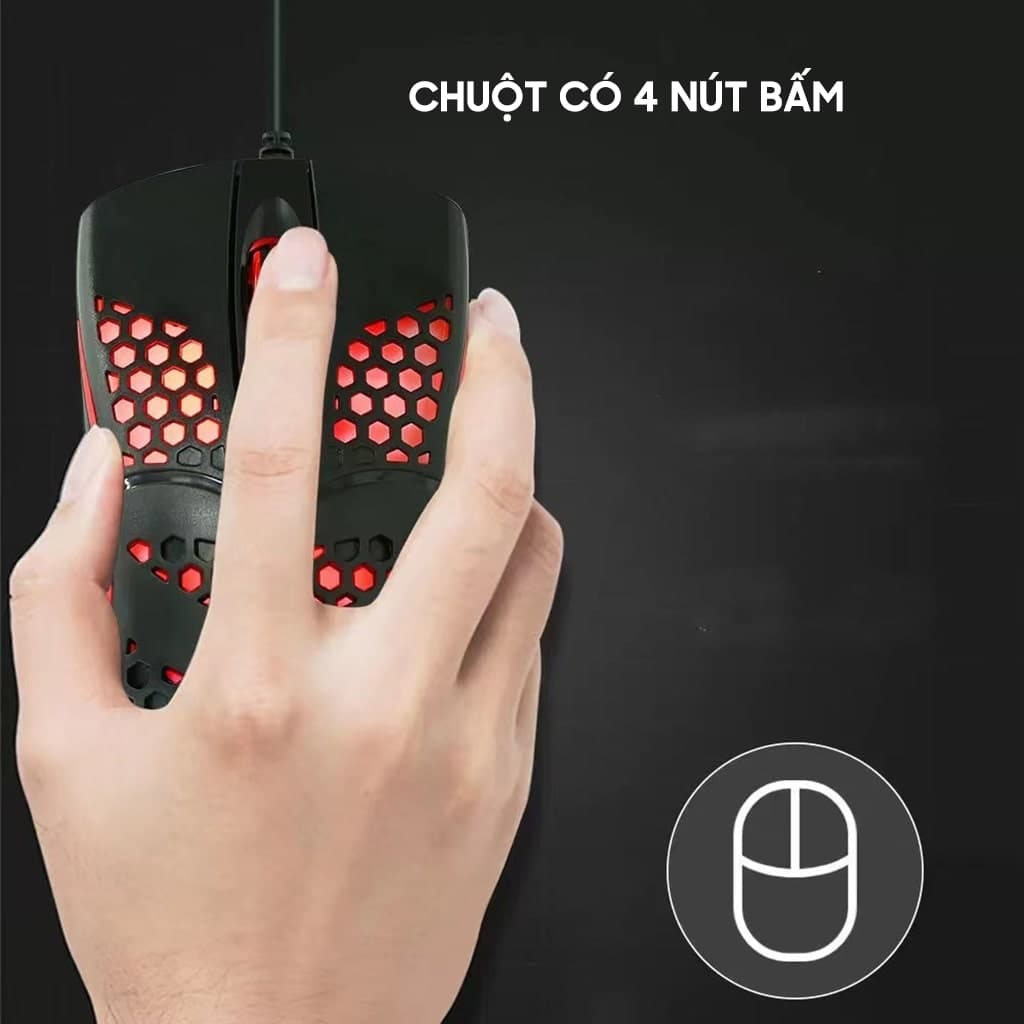 Chuột có dây Gaming X6 1200 DPI USB Led RGB đục lỗ chuột máy tính văn phòng chơi game giá rẻ - 11