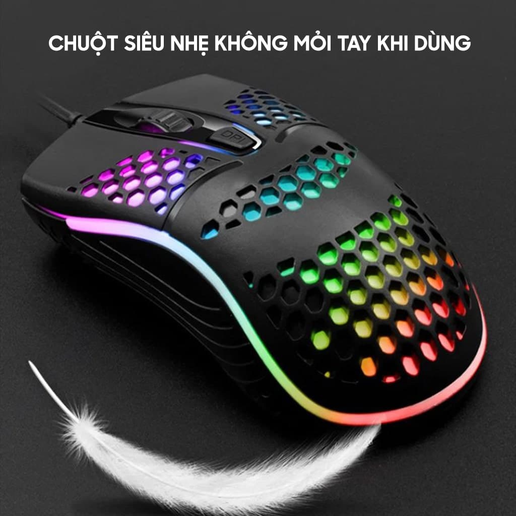 Chuột có dây Gaming X6 1200 DPI USB Led RGB đục lỗ chuột máy tính văn phòng chơi game giá rẻ - 12