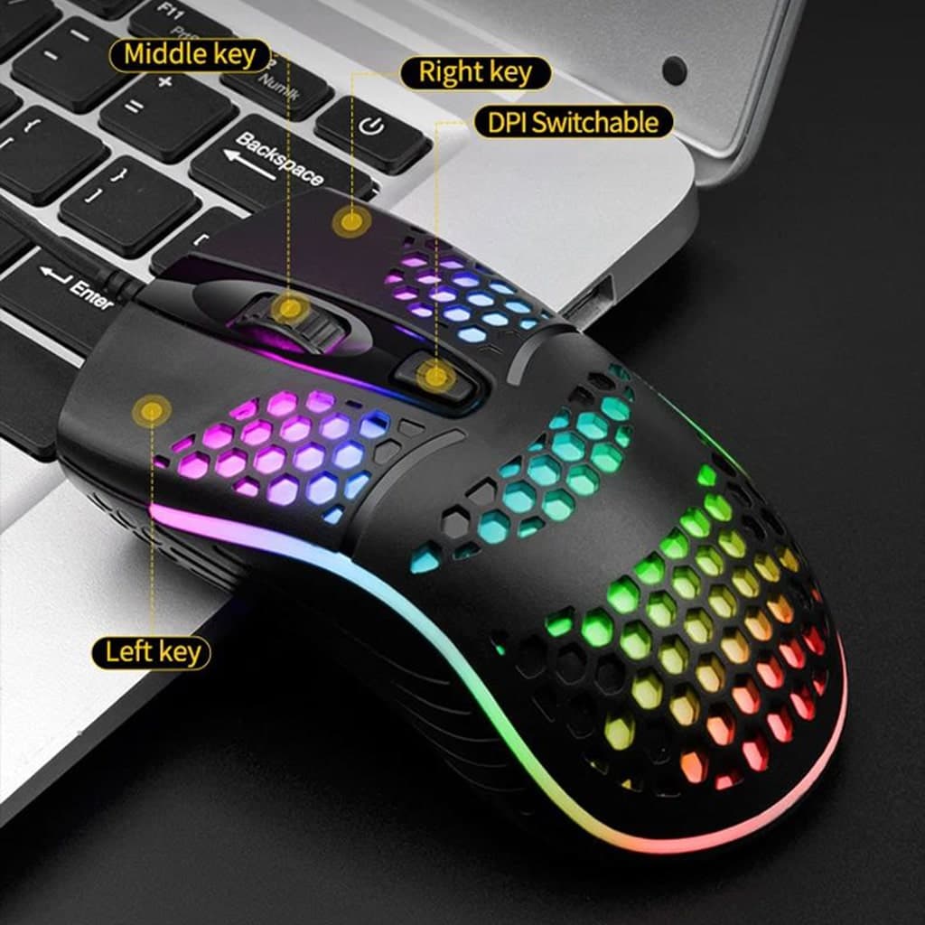 Chuột có dây Gaming X6 1200 DPI USB Led RGB đục lỗ chuột máy tính văn phòng chơi game giá rẻ - 3