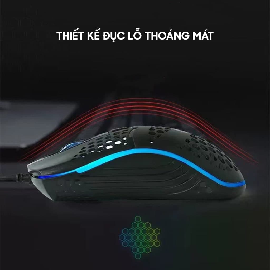 Chuột có dây Gaming X6 1200 DPI USB Led RGB đục lỗ chuột máy tính văn phòng chơi game giá rẻ - 4