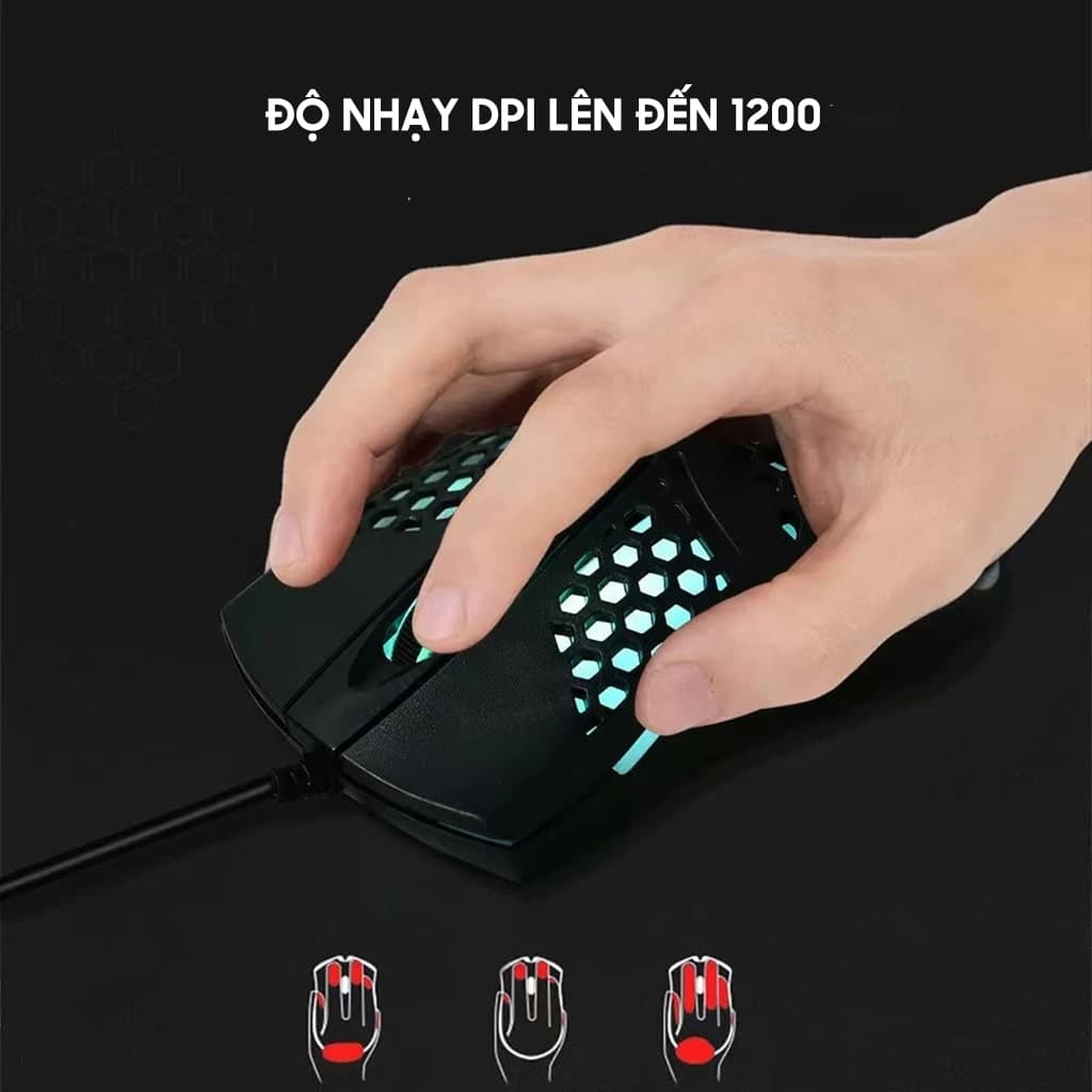 Chuột có dây Gaming X6 1200 DPI USB Led RGB đục lỗ chuột máy tính văn phòng chơi game giá rẻ - 9
