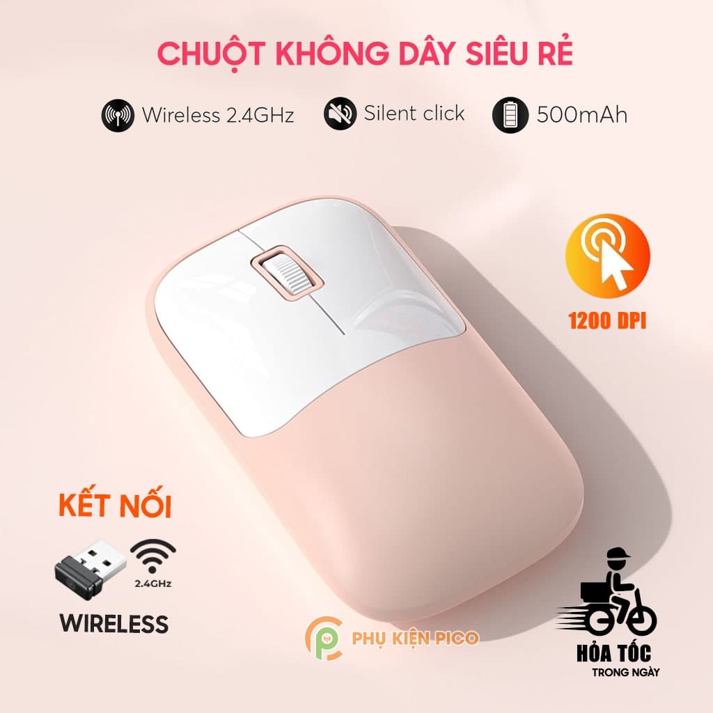 Chuột không dây C2 kết nối Wireless 2.4G pin sạc 500mAh dùng làm việc chơi game máy tính văn phòng