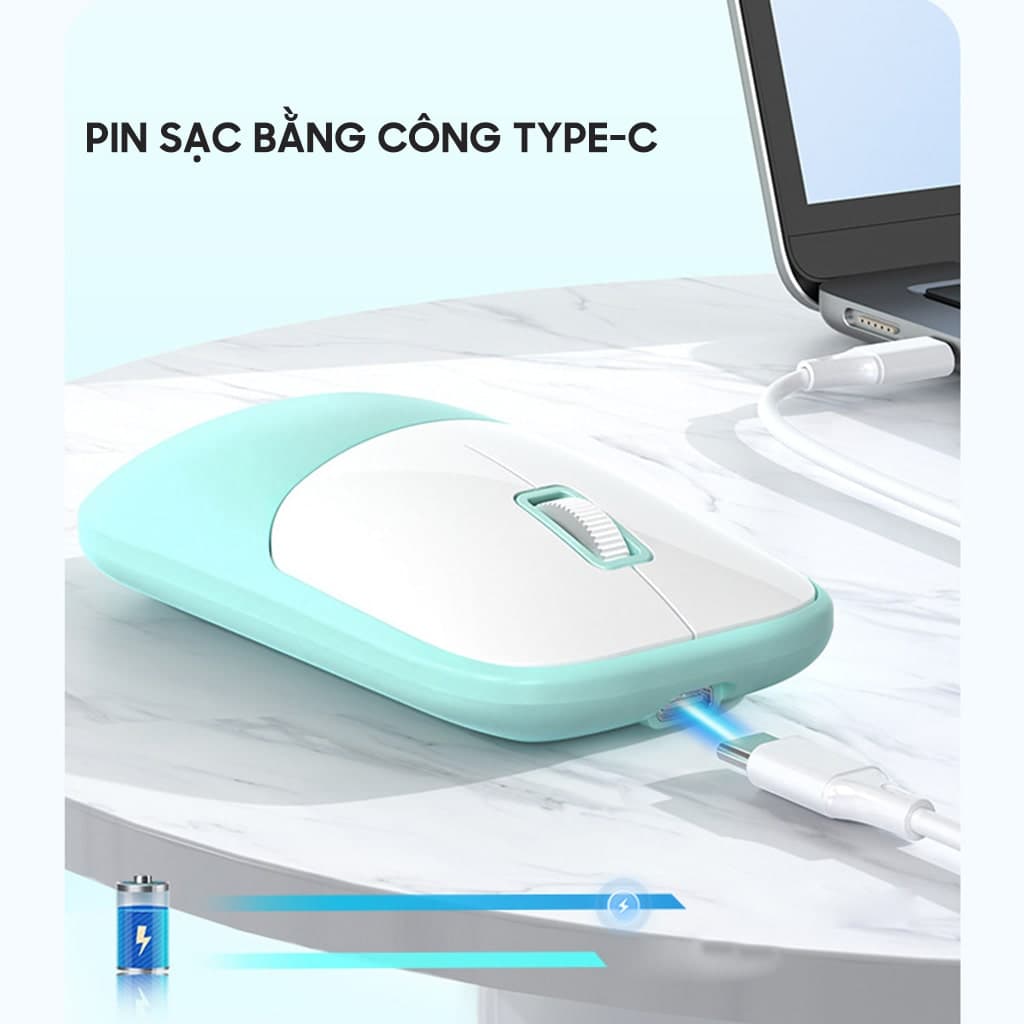 Chuột không dây C2 kết nối Wireless 2.4G pin sạc 500mAh dùng làm việc chơi game máy tính văn phòng - 6