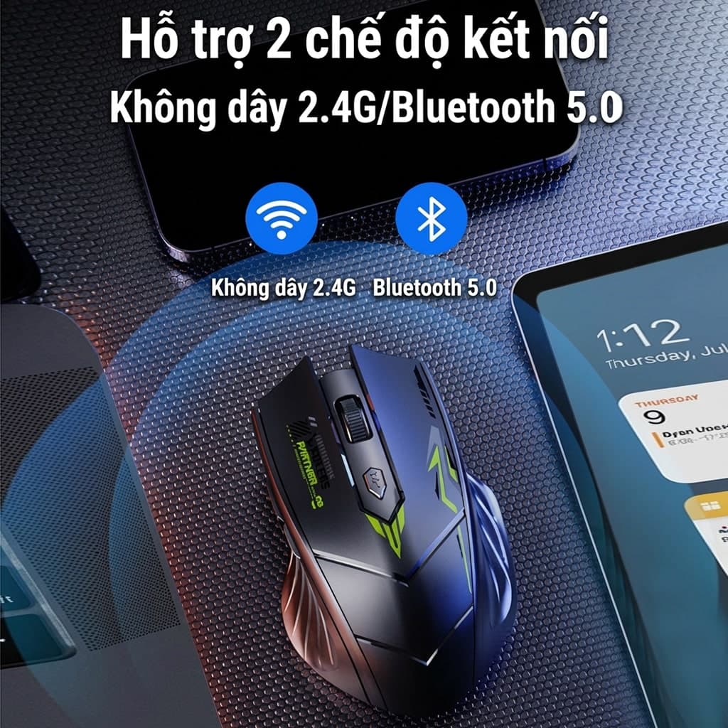 Chuột không dây Bluetooth Wireless 2.4G Z5 Gaming pin sạc 500mAh 6 nút bấm dùng chơi game làm việc máy tính văn phòng - 4