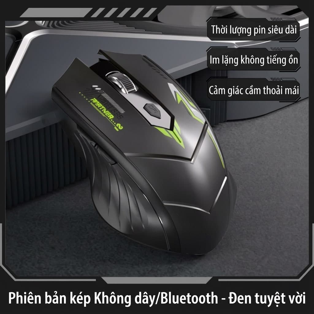 Chuột không dây Bluetooth Wireless 2.4G Z5 Gaming pin sạc 500mAh 6 nút bấm dùng chơi game làm việc máy tính văn phòng - 7