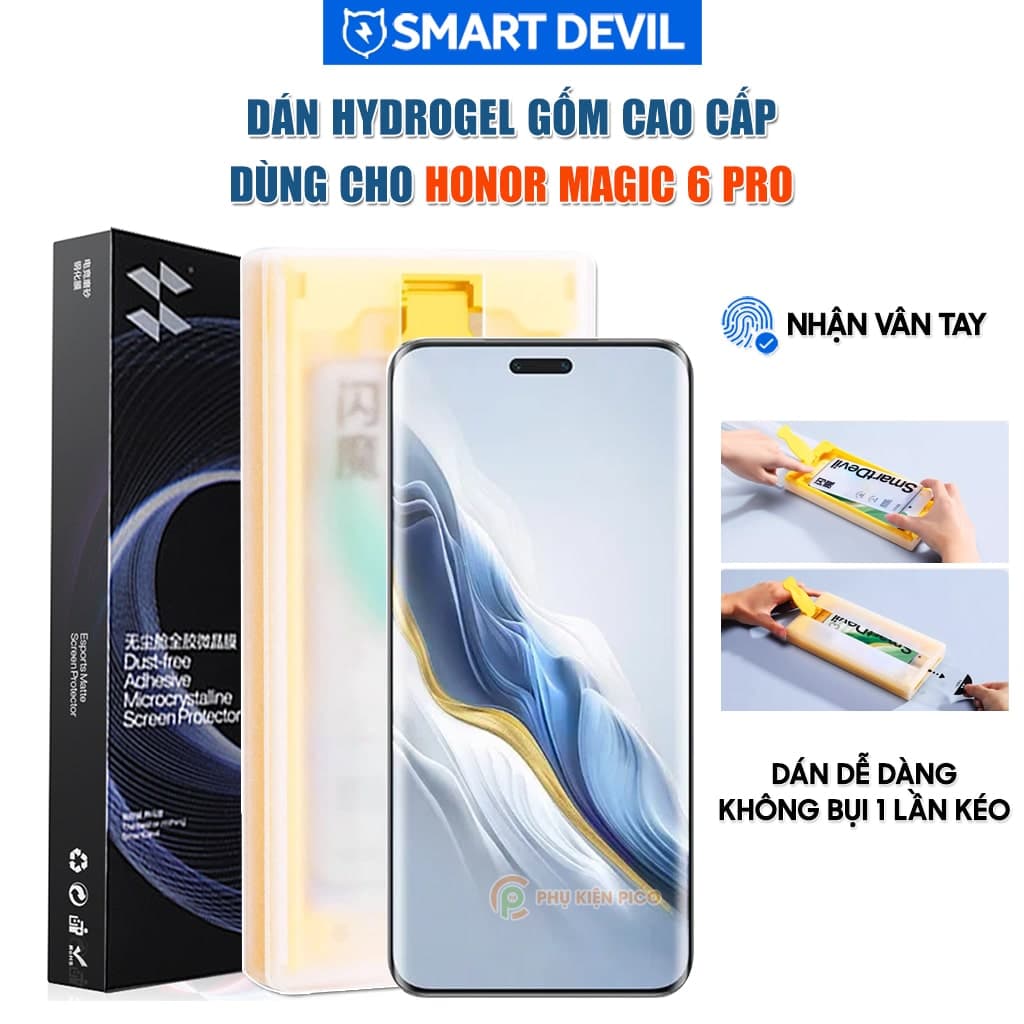 Dán màn hình Honor Magic 6 Pro Hydrogel Gốm Smart Devil full màn hình nhận vân tay dễ dàng tự dán
