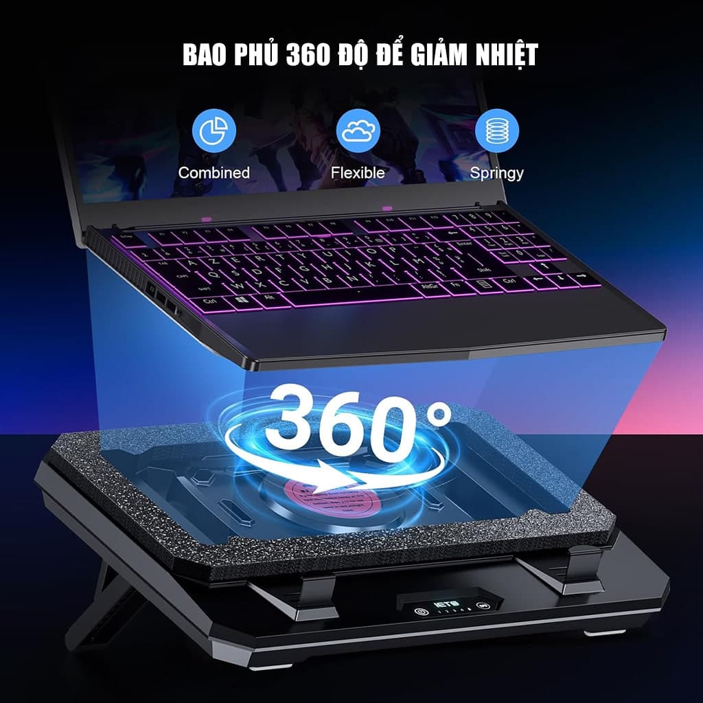 Đế tản nhiệt laptop IETS GT350 tản khí nén turbo 4000RPM quạt giảm nhiệt thực sự chuyên dụng cho máy tính đồ họa gaming - 12