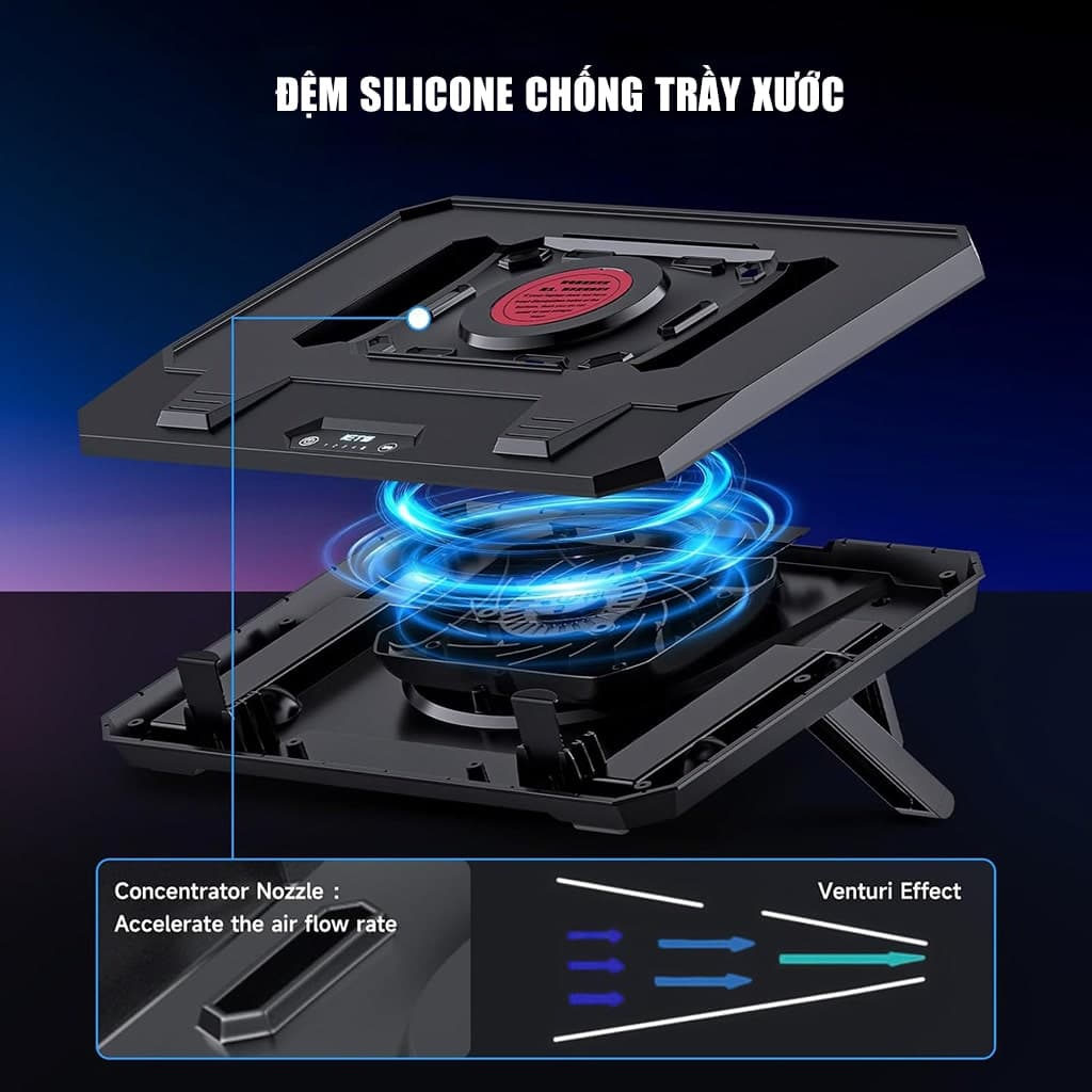 Đế tản nhiệt laptop IETS GT350 tản khí nén turbo 4000RPM quạt giảm nhiệt thực sự chuyên dụng cho máy tính đồ họa gaming - 6