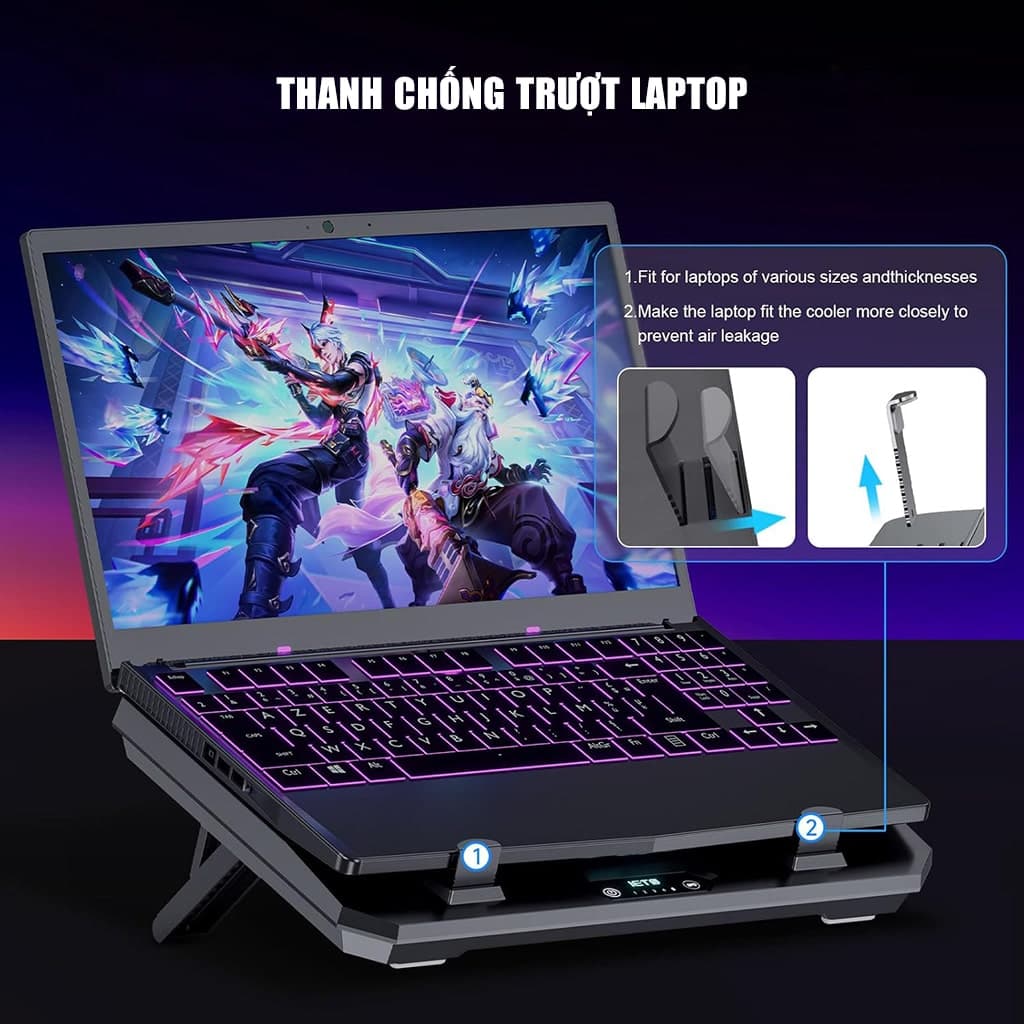 Đế tản nhiệt laptop IETS GT350 tản khí nén turbo 4000RPM quạt giảm nhiệt thực sự chuyên dụng cho máy tính đồ họa gaming - 7