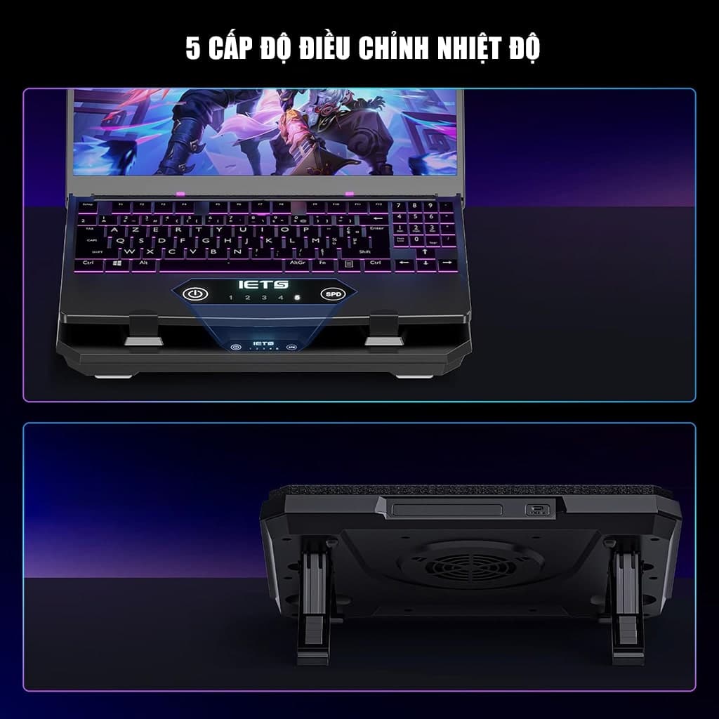 Đế tản nhiệt laptop IETS GT350 tản khí nén turbo 4000RPM quạt giảm nhiệt thực sự chuyên dụng cho máy tính đồ họa gaming - 8