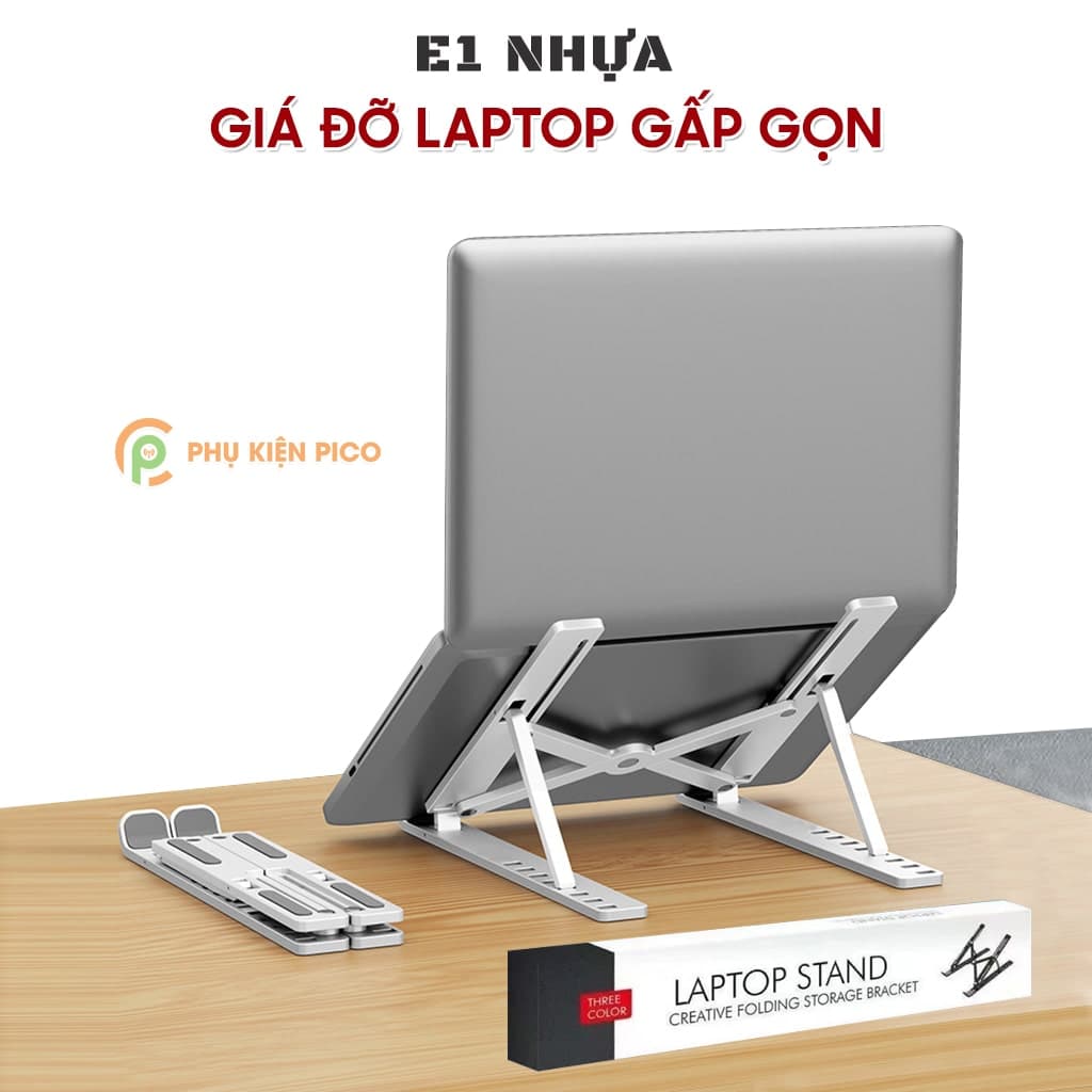 Giá đỡ tản nhiệt laptop Ipad E1 bằng nhựa gấp gọn đế tản nhiệt 8 nấc điều chỉnh độ cao giá rẻ màu bạc