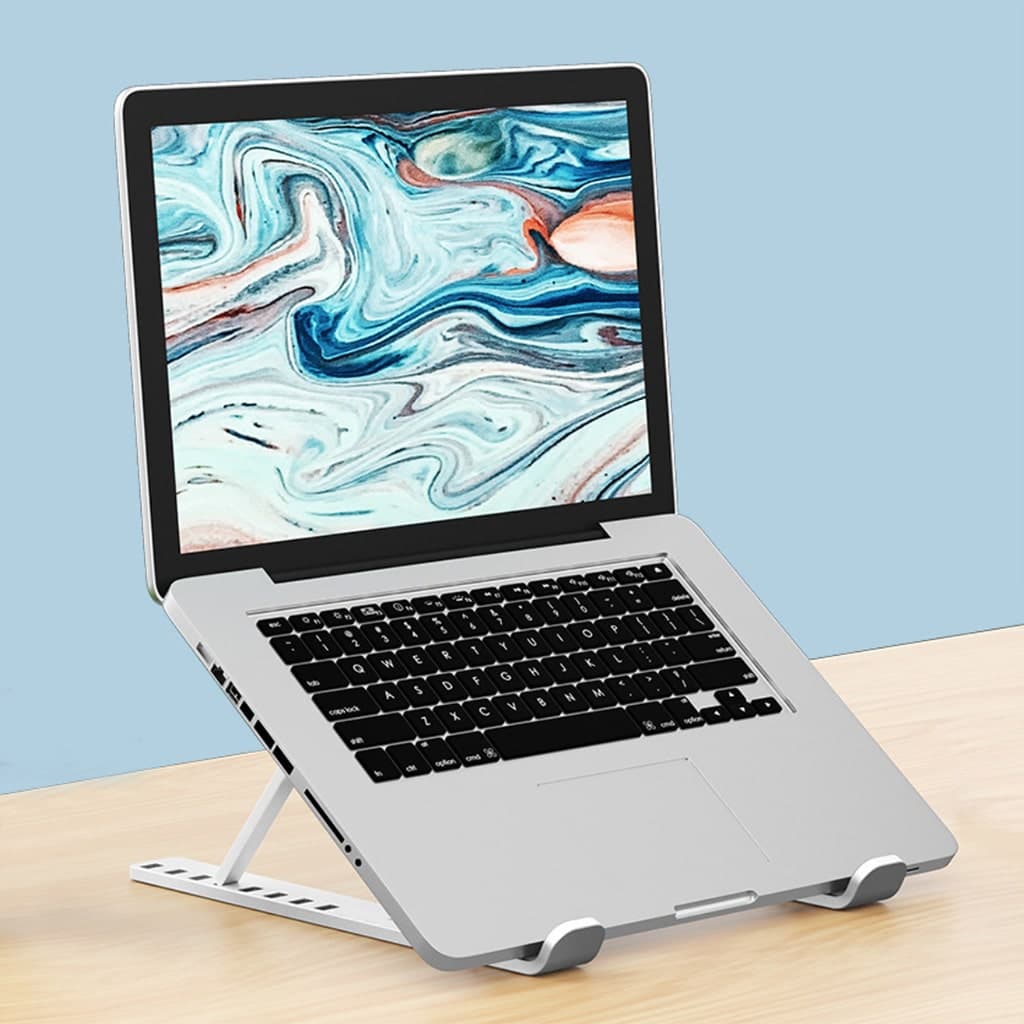 Giá đỡ tản nhiệt laptop Ipad E1 bằng nhựa gấp gọn đế tản nhiệt 8 nấc điều chỉnh độ cao giá rẻ màu bạc - 9