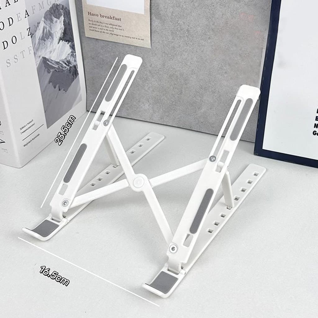 Giá đỡ tản nhiệt laptop Ipad E1 bằng nhựa gấp gọn đế tản nhiệt 8 nấc điều chỉnh độ cao giá rẻ màu bạc - 6