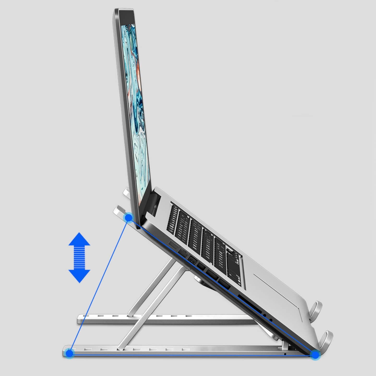 Giá đỡ tản nhiệt laptop Ipad E1 bằng nhựa gấp gọn đế tản nhiệt 8 nấc điều chỉnh độ cao giá rẻ màu bạc - 7