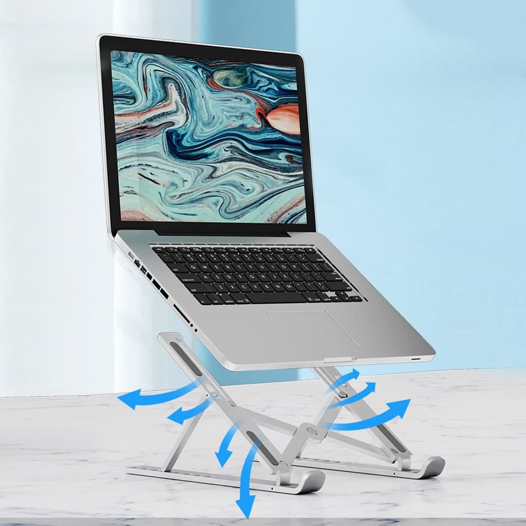 Giá đỡ tản nhiệt laptop Ipad E1 bằng nhựa gấp gọn đế tản nhiệt 8 nấc điều chỉnh độ cao giá rẻ màu bạc - 8
