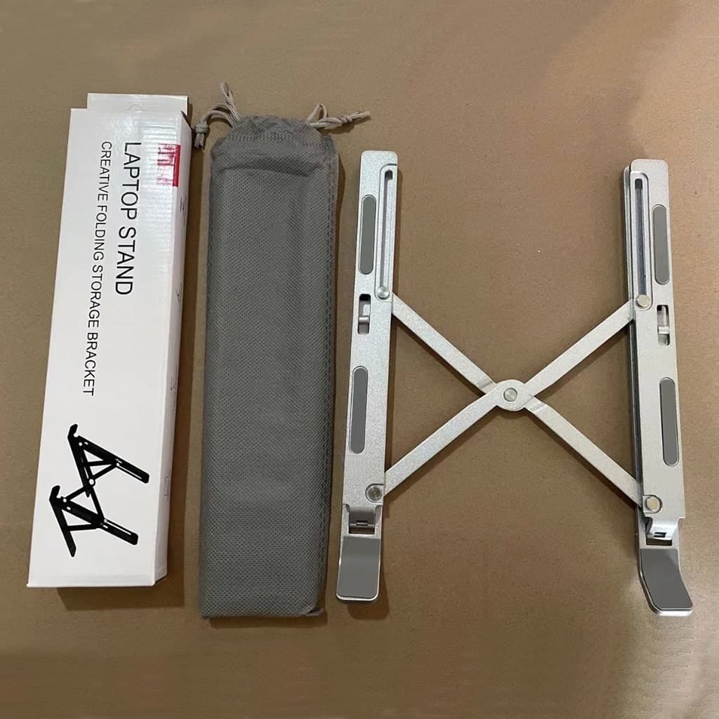 Giá đỡ tản nhiệt laptop Ipad E2 hợp kim nhôm cao cấp gấp gọn đế tản nhiệt 7 nấc điều chỉnh độ cao màu bạc - 7