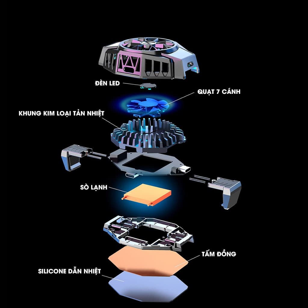 Quạt tản nhiệt điện thoại sò lạnh X9 Led RGB Gaming hỗ trợ tăng FPS Game Mobile Liên Quân Pubg FF - 4