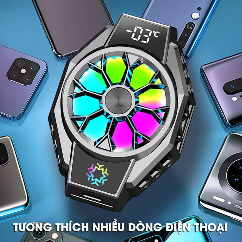 Quạt tản nhiệt điện thoại sò lạnh X9 Led RGB Gaming hỗ trợ tăng FPS Game Mobile Liên Quân Pubg FF - 8