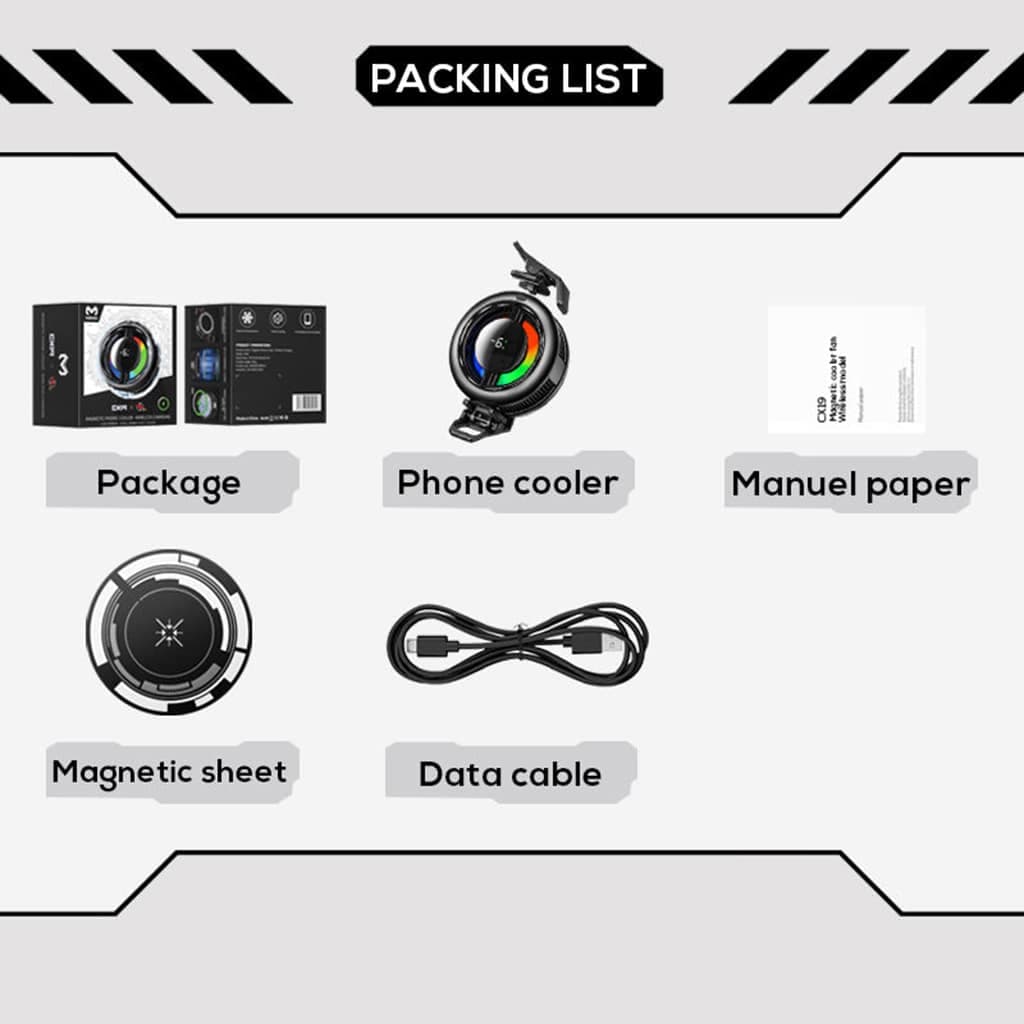 Quạt tản nhiệt điện thoại sò lạnh Memo CX19 có sạc không dây màn hình hiển thị nhiệt độ đèn Led Gaming thế hệ mới - 11