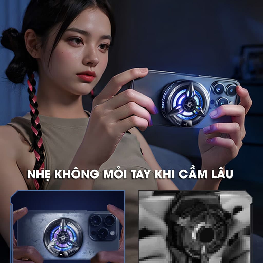 Quạt tản nhiệt điện thoại sò lạnh từ tính SL50 Pro đóng băng bề mặt có ngàm kẹp rời màn hình hiển thị nhiệt độ - 7