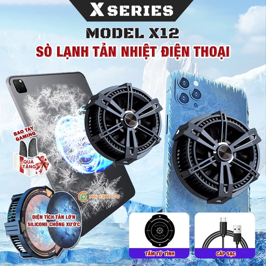 Quạt tản nhiệt điện thoại sò lạnh từ tính X12 công suất 10W Led RGB Gaming hỗ trợ tăng FPS Game Mobile Liên Quân Pubg FF