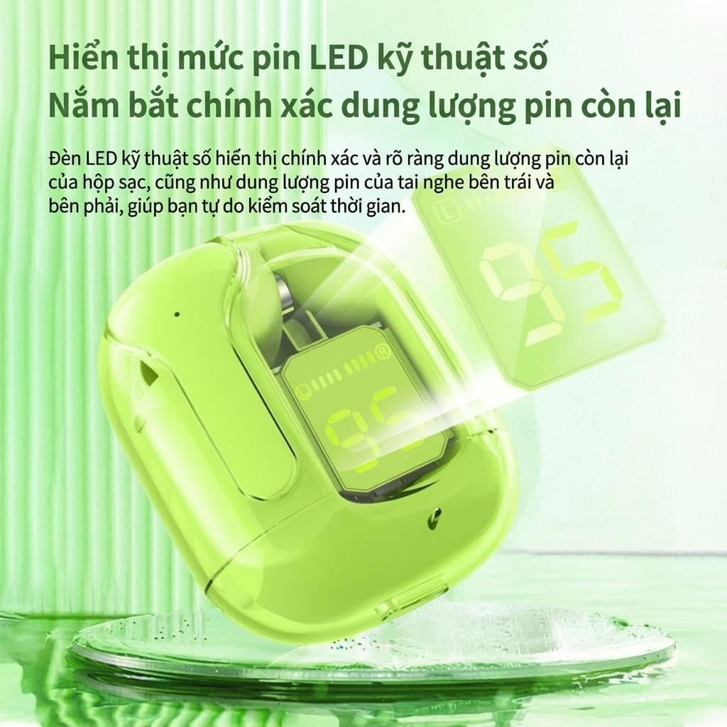 Tai nghe không dây nhét tai giảm tiếng ồn trong suốt W3 Max Bluetooth 5.3 mới có màn hình kỹ thuật số tích hợp và micro - 3