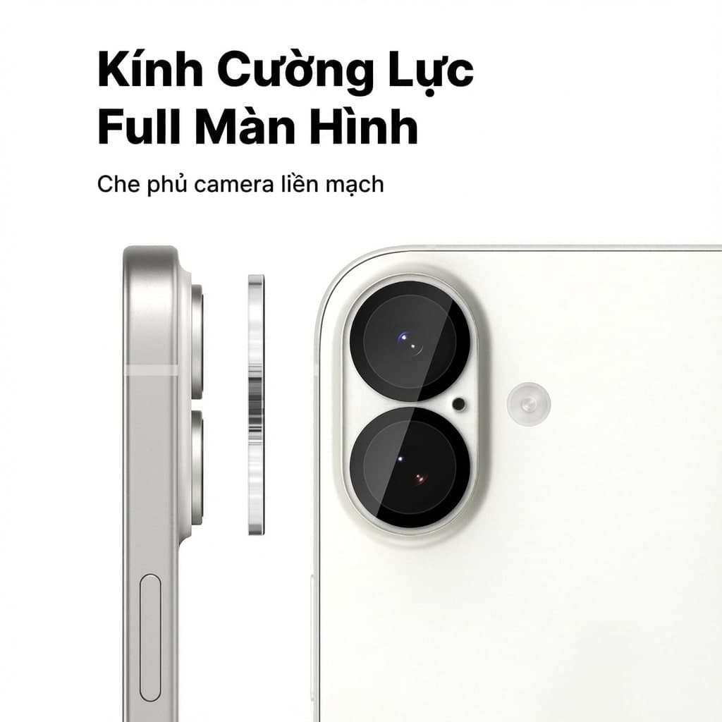 Dán cường lực camera Iphone 17 thấu kính nổi 3D độ cứng 9H trong suốt chống trầy xước va đập - 3