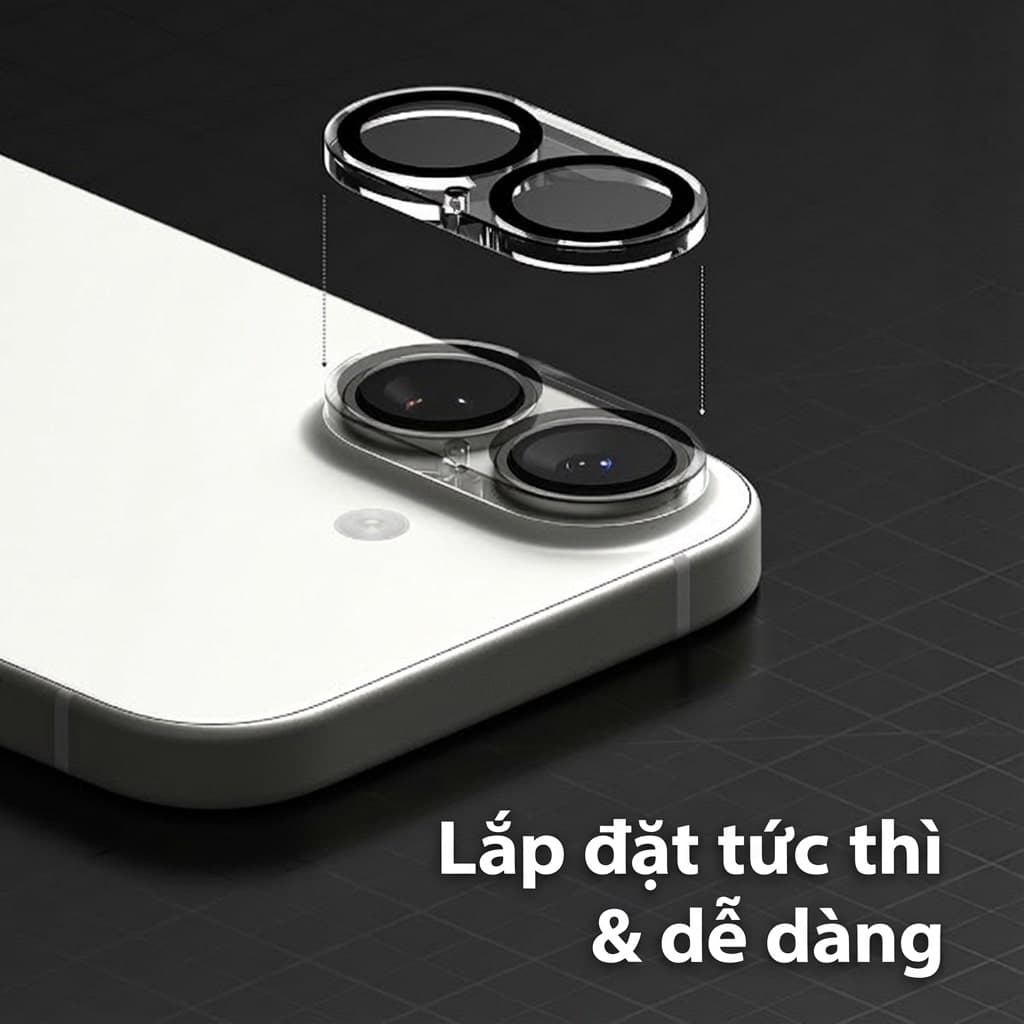 Dán cường lực camera Iphone 17 thấu kính nổi 3D độ cứng 9H trong suốt chống trầy xước va đập - 4