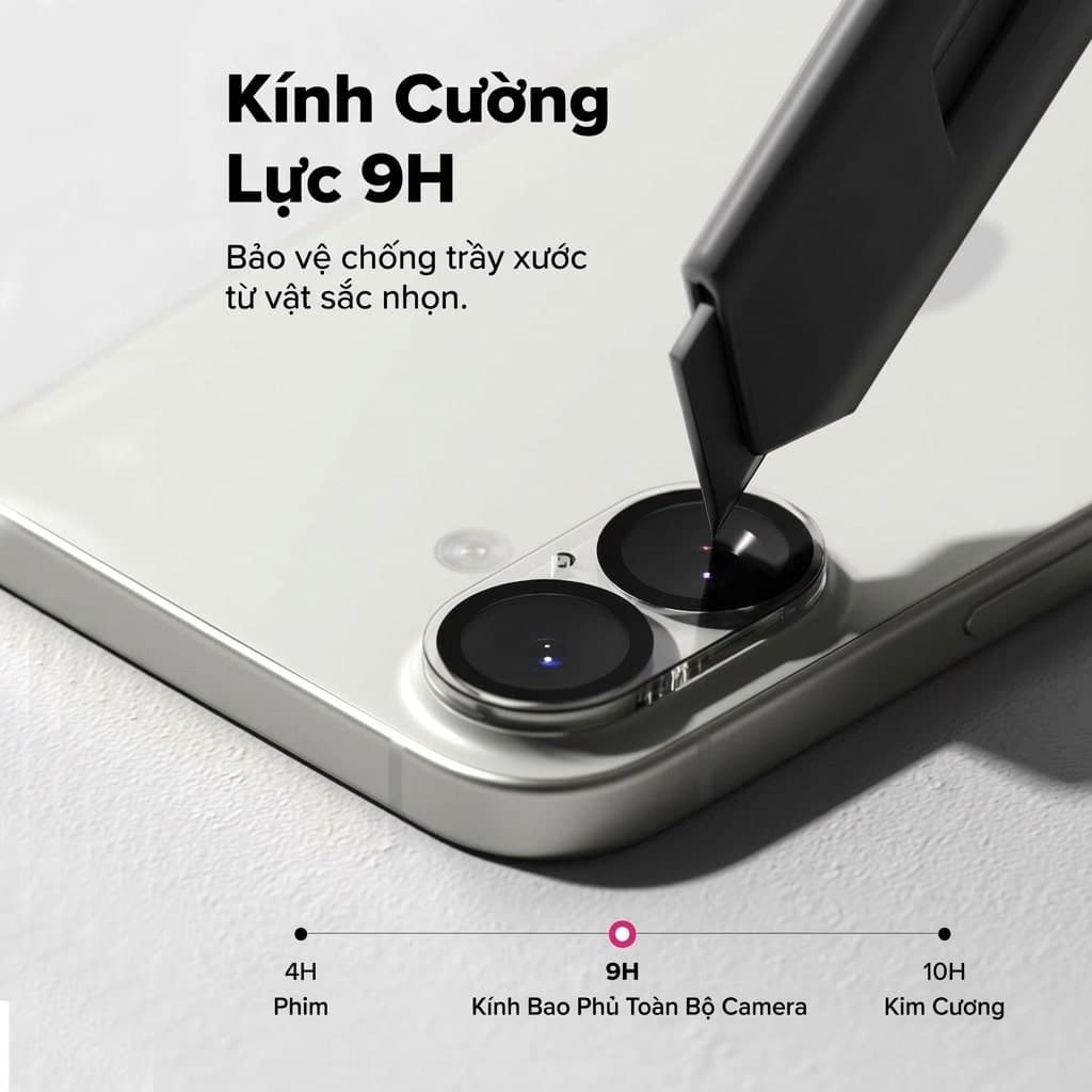 Dán cường lực camera Iphone 17 thấu kính nổi 3D độ cứng 9H trong suốt chống trầy xước va đập - 5
