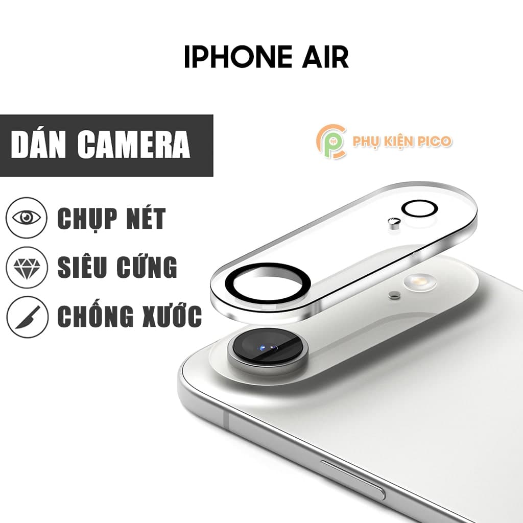 Dán cường lực camera Iphone 17 Air thấu kính nổi 3D độ cứng 9H trong suốt chống trầy xước va đập