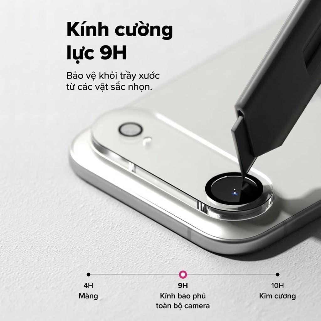 Dán cường lực camera Iphone 17 Air thấu kính nổi 3D độ cứng 9H trong suốt chống trầy xước va đập - 4