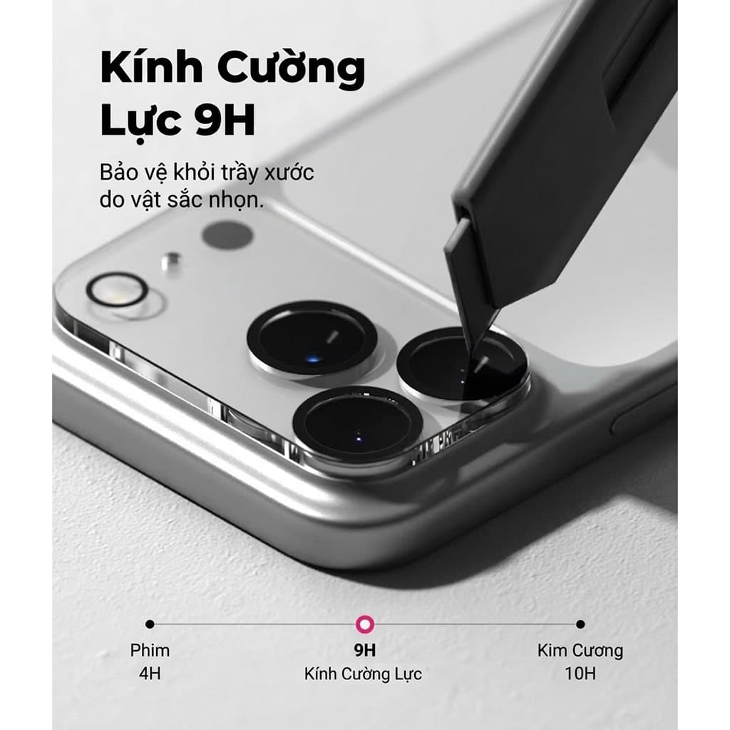 Dán cường lực camera Iphone 17 Pro Max thấu kính nổi 3D độ cứng 9H trong suốt chống trầy xước va đập - 5