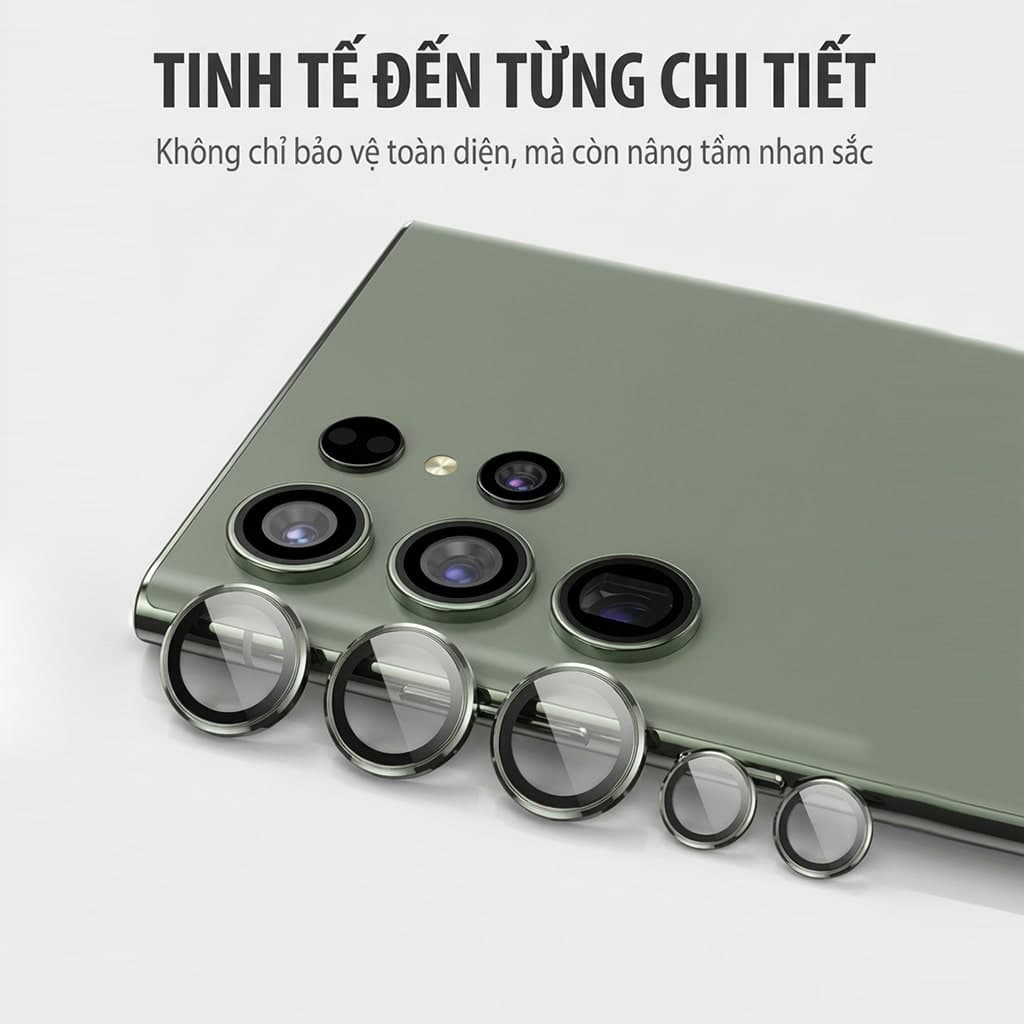 Dán mắt camera Samsung Galaxy S25 Ultra có kính cường lực chống trầy xước va đập bảo vệ camera - 7