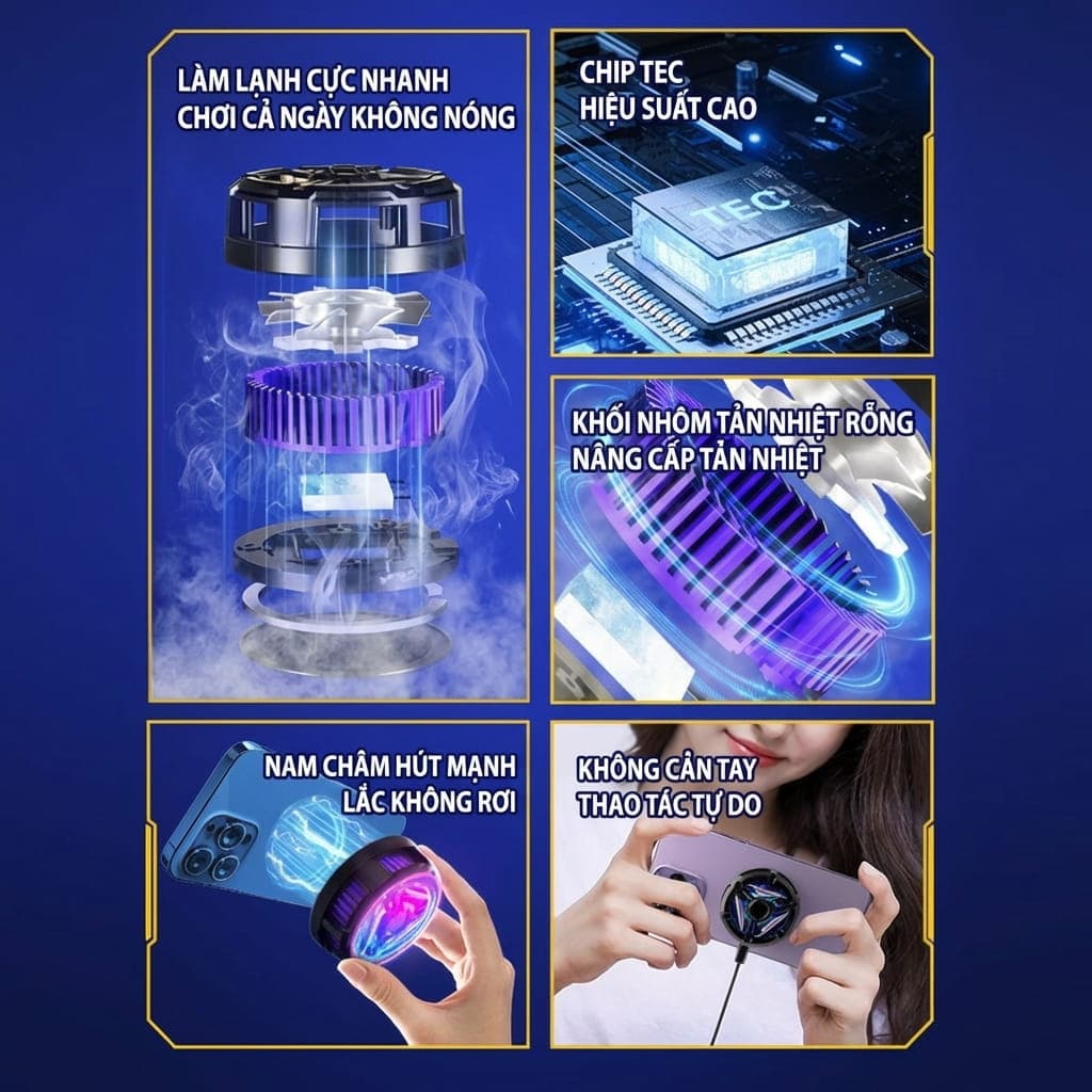 Quạt tản nhiệt điện thoại sò lạnh từ tính S10 Led Gaming hỗ trợ tăng FPS Game Mobile Liên Quân Pubg Free Fire - 4
