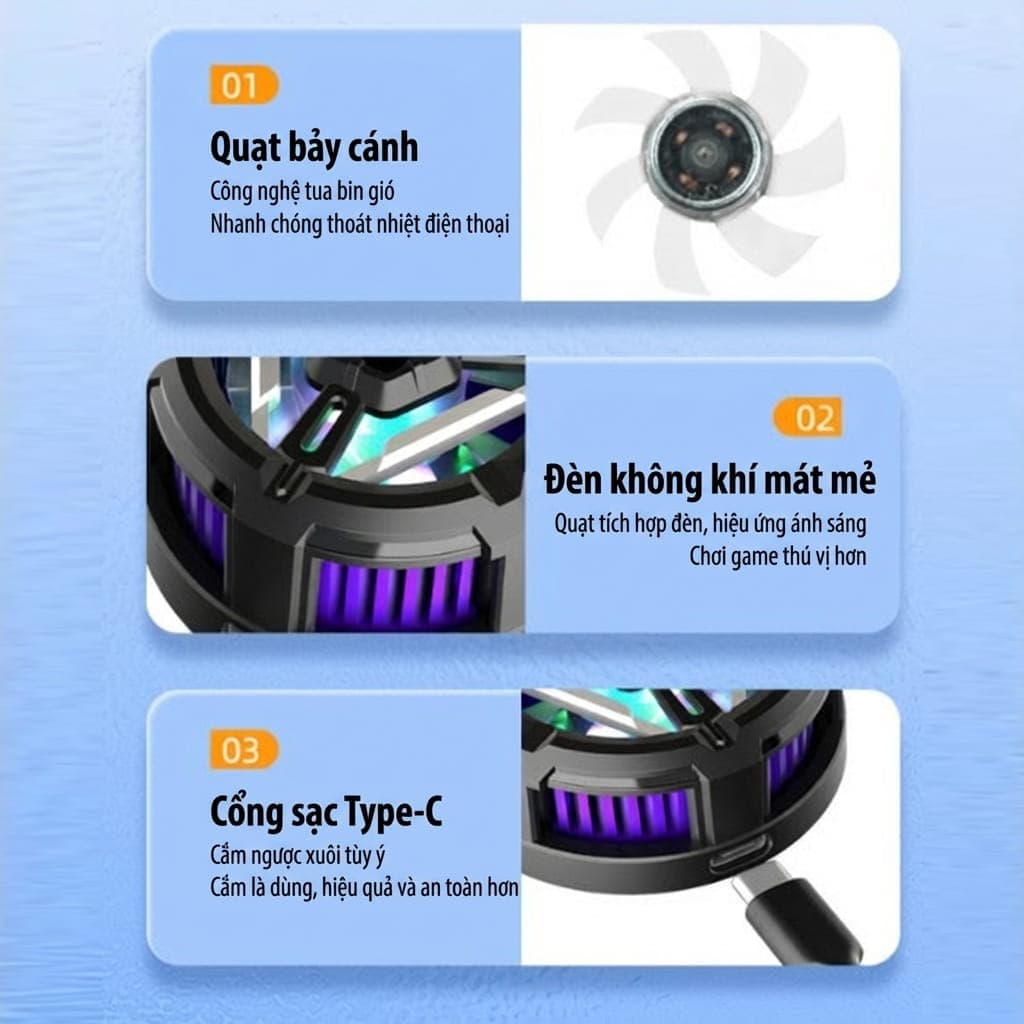 Quạt tản nhiệt điện thoại sò lạnh từ tính S10 Led Gaming hỗ trợ tăng FPS Game Mobile Liên Quân Pubg Free Fire - 8